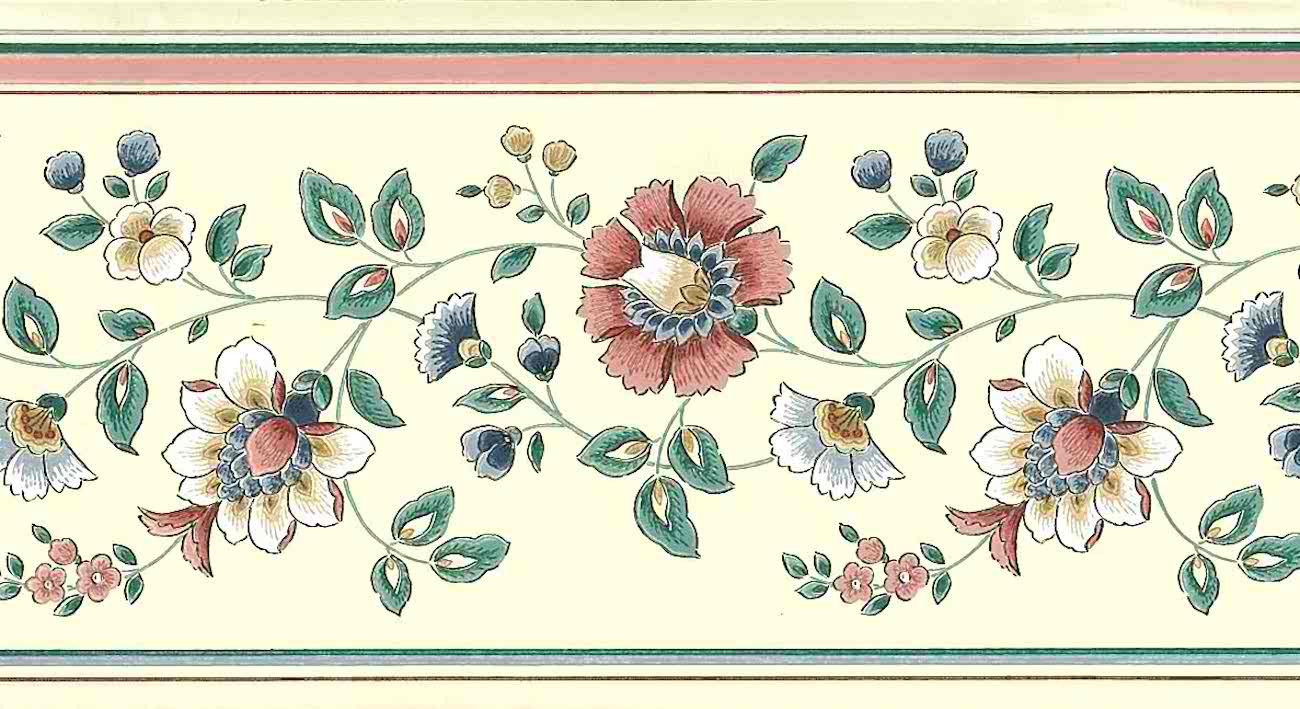 Rose Green Vintage Floral Border