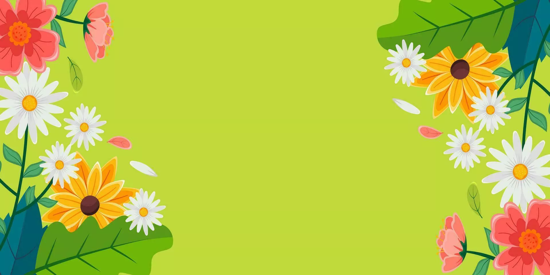 Colorful floral border frame art