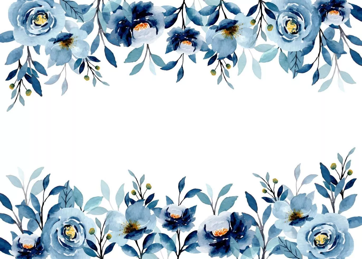 Blue Floral Border Vector Art, Icon