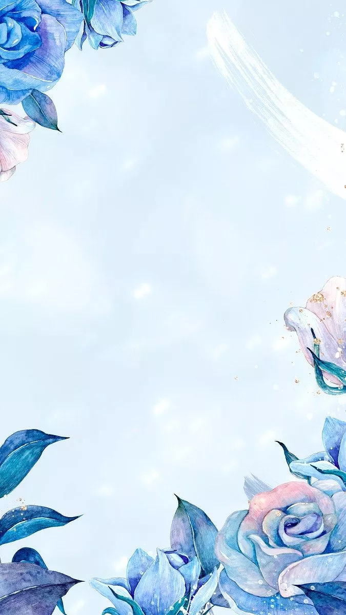 Blue watercolor rose frame background