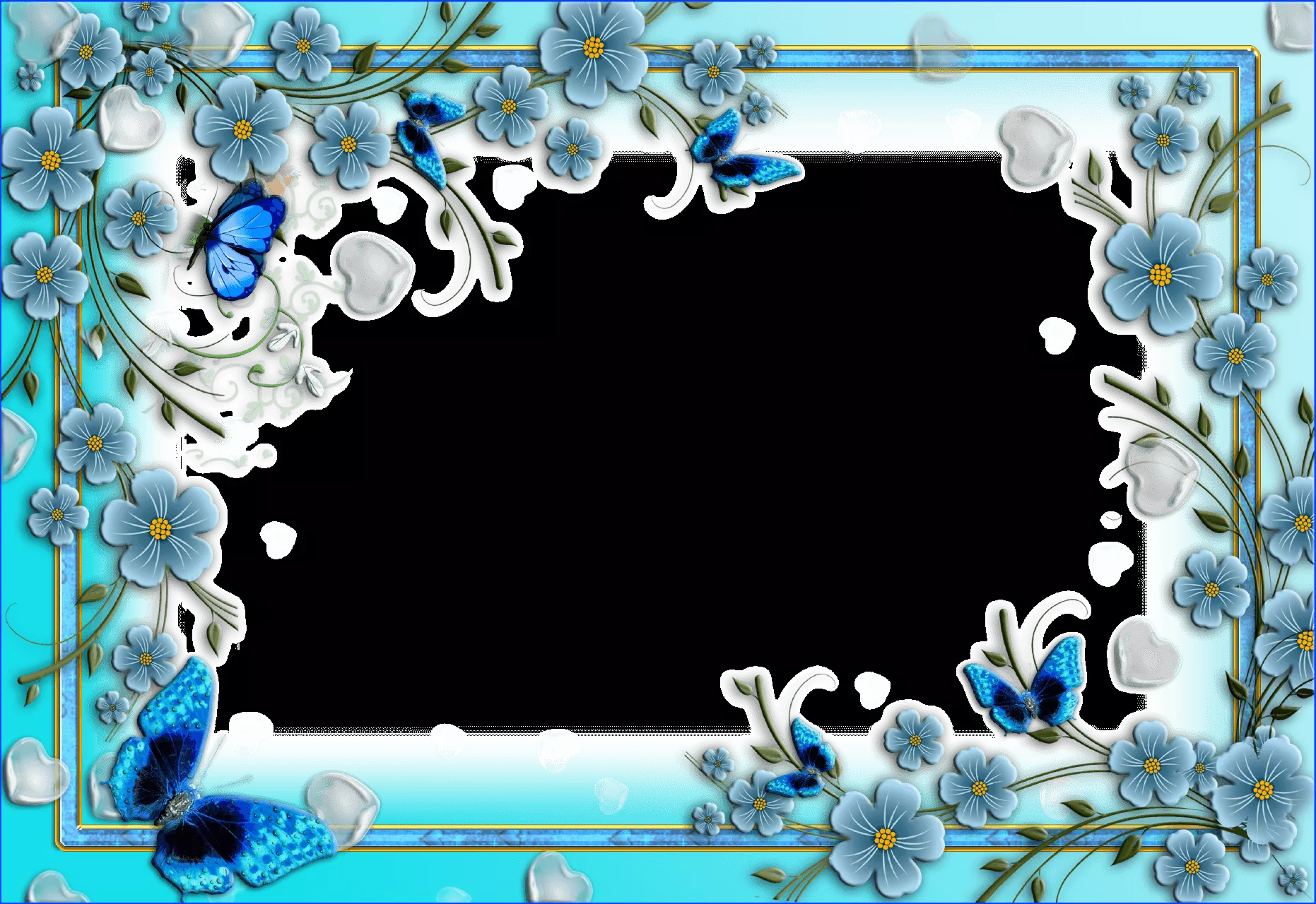 Blue Flower Border Png Image