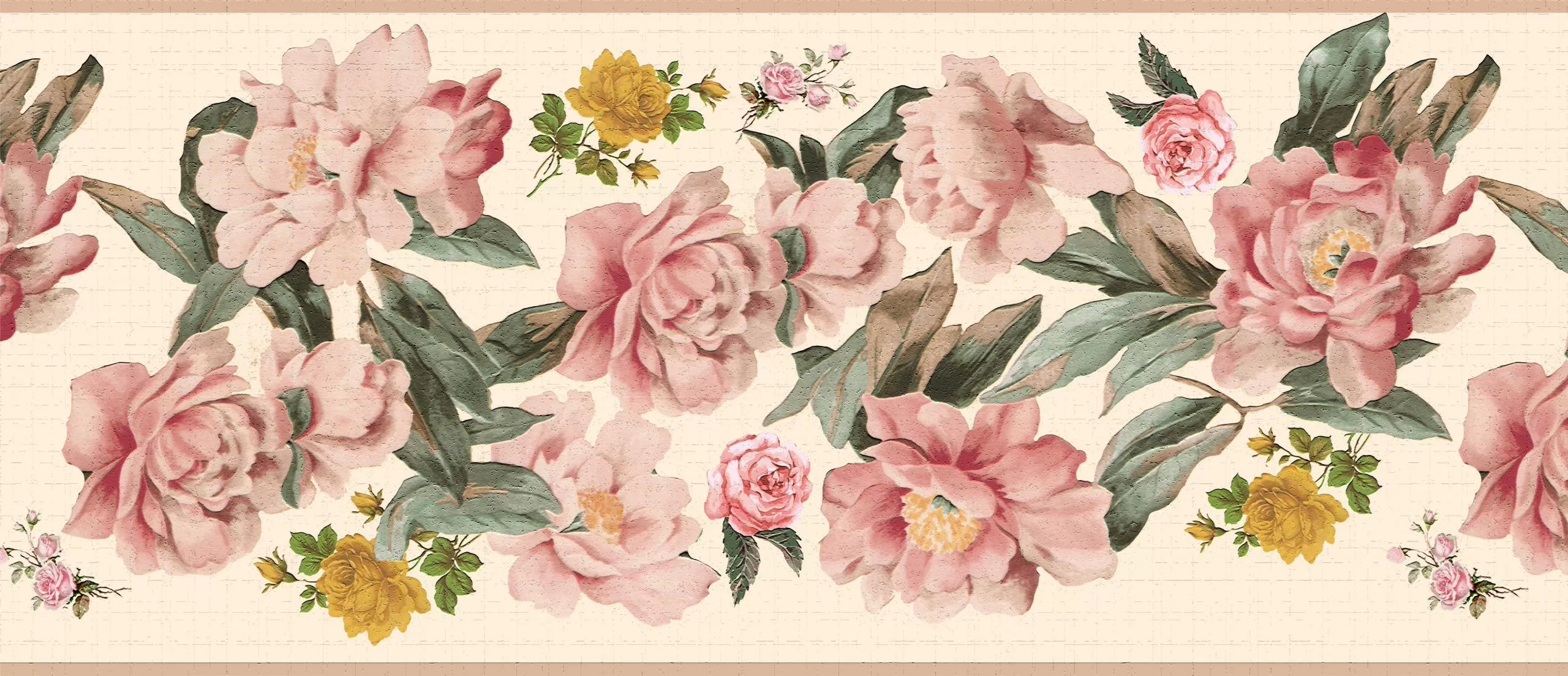 Yellow Flowers Wall Border Retro Design