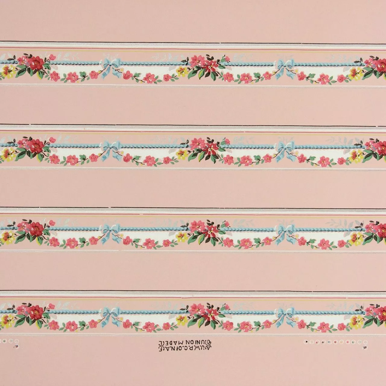 1940s Vintage Wallpaper Border Pink