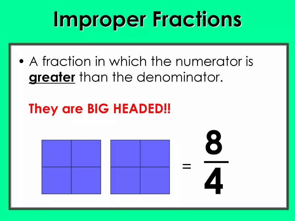 I can convert improper fractions to