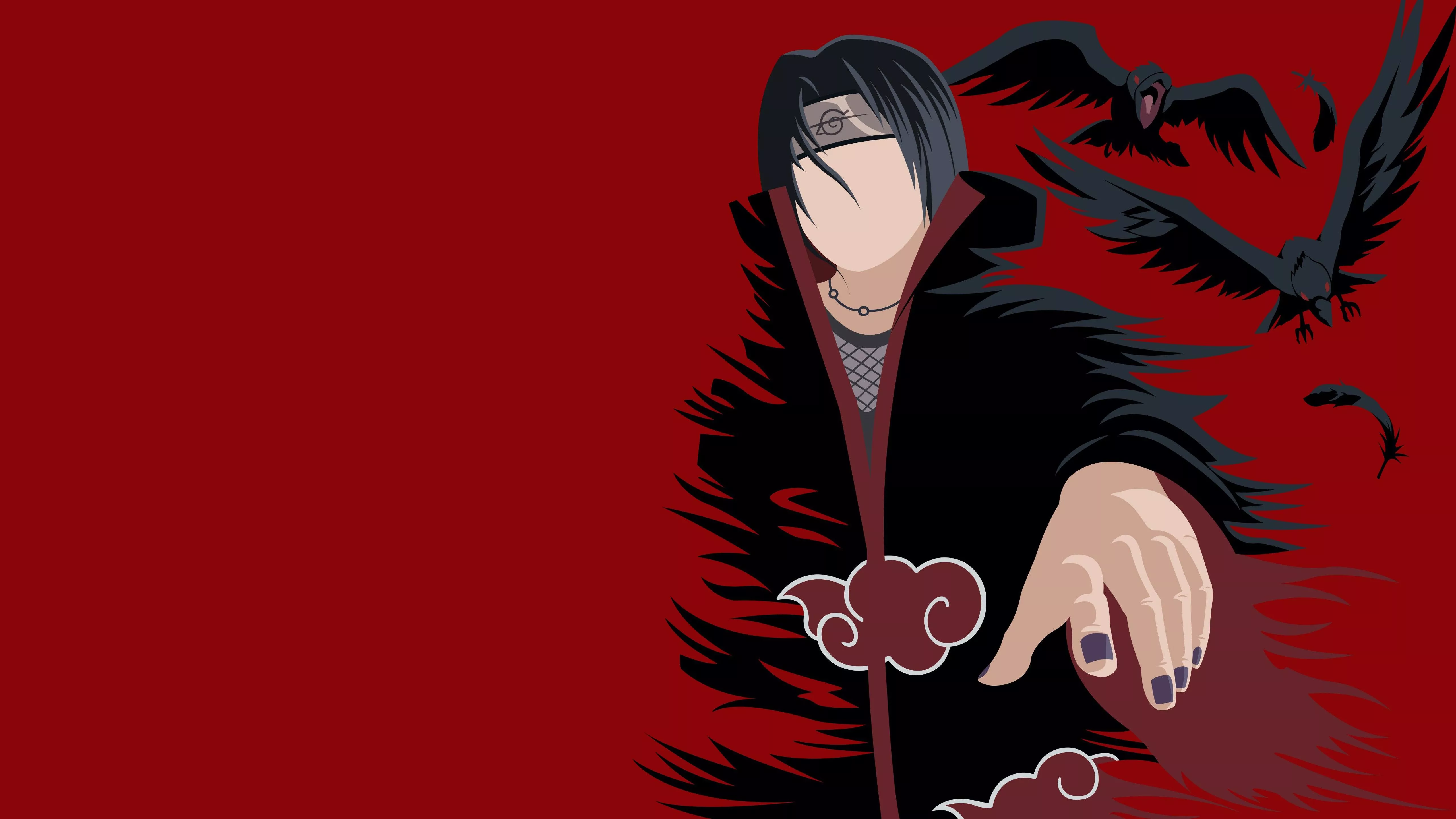 Itachi Uchiha Anime Art Red Background