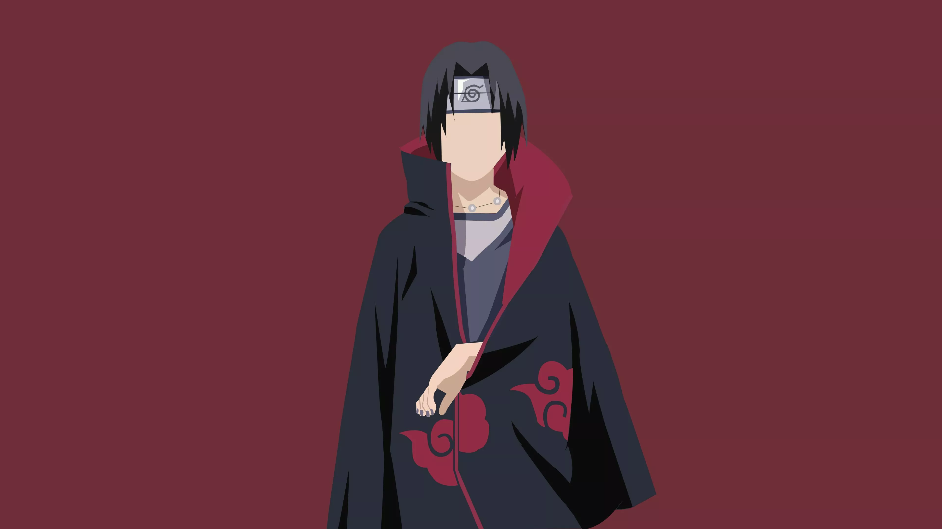 Itachi Uchiha In Maroon Background 4K