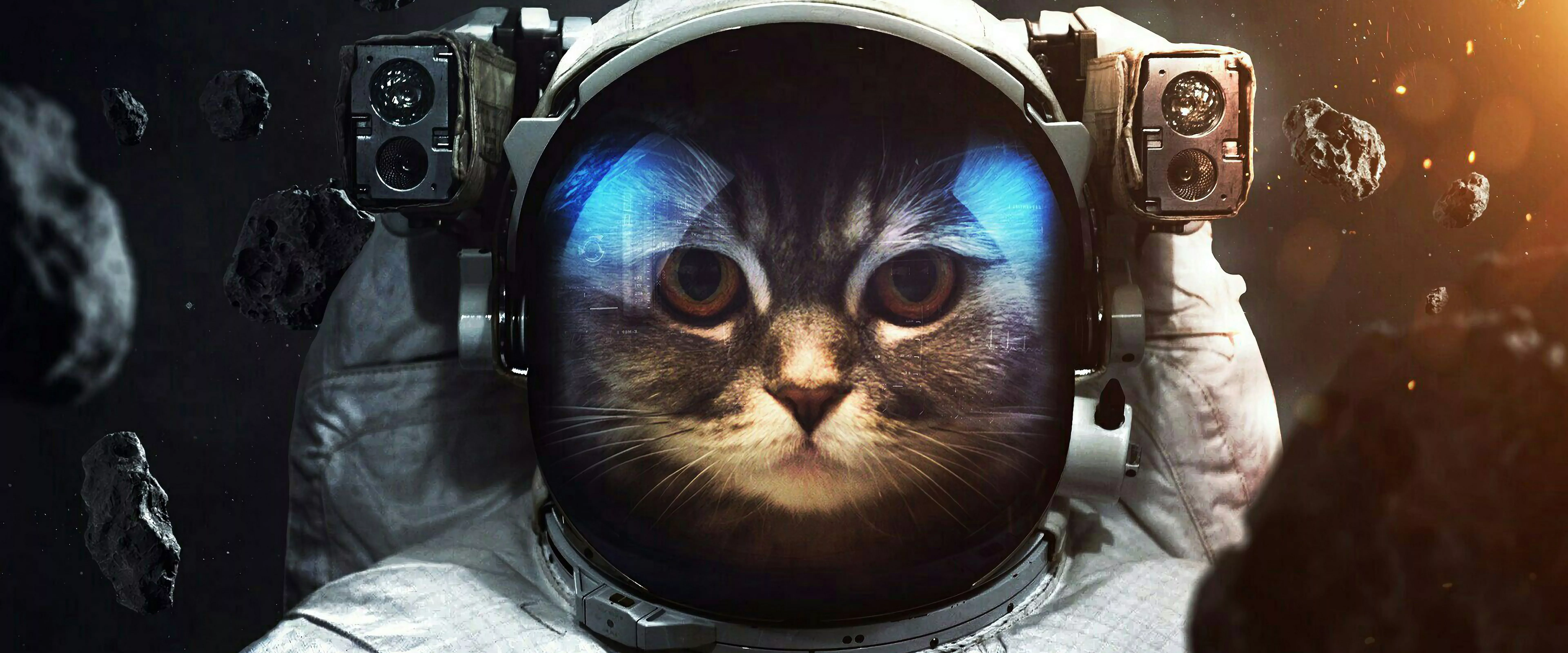 Astronaut Cat Space 4K Wallpaper