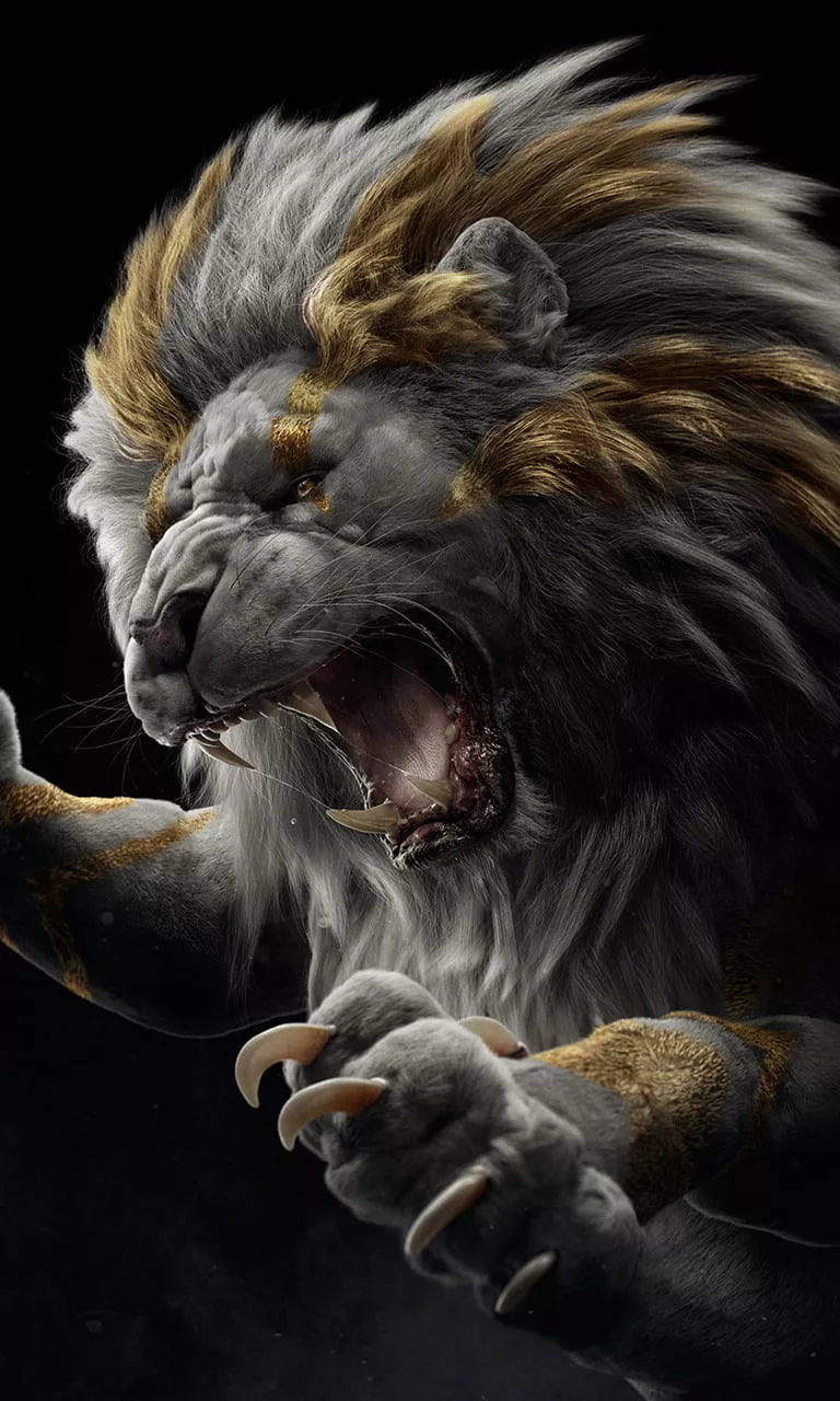 Download Attacking Lion Phone Wallpaper