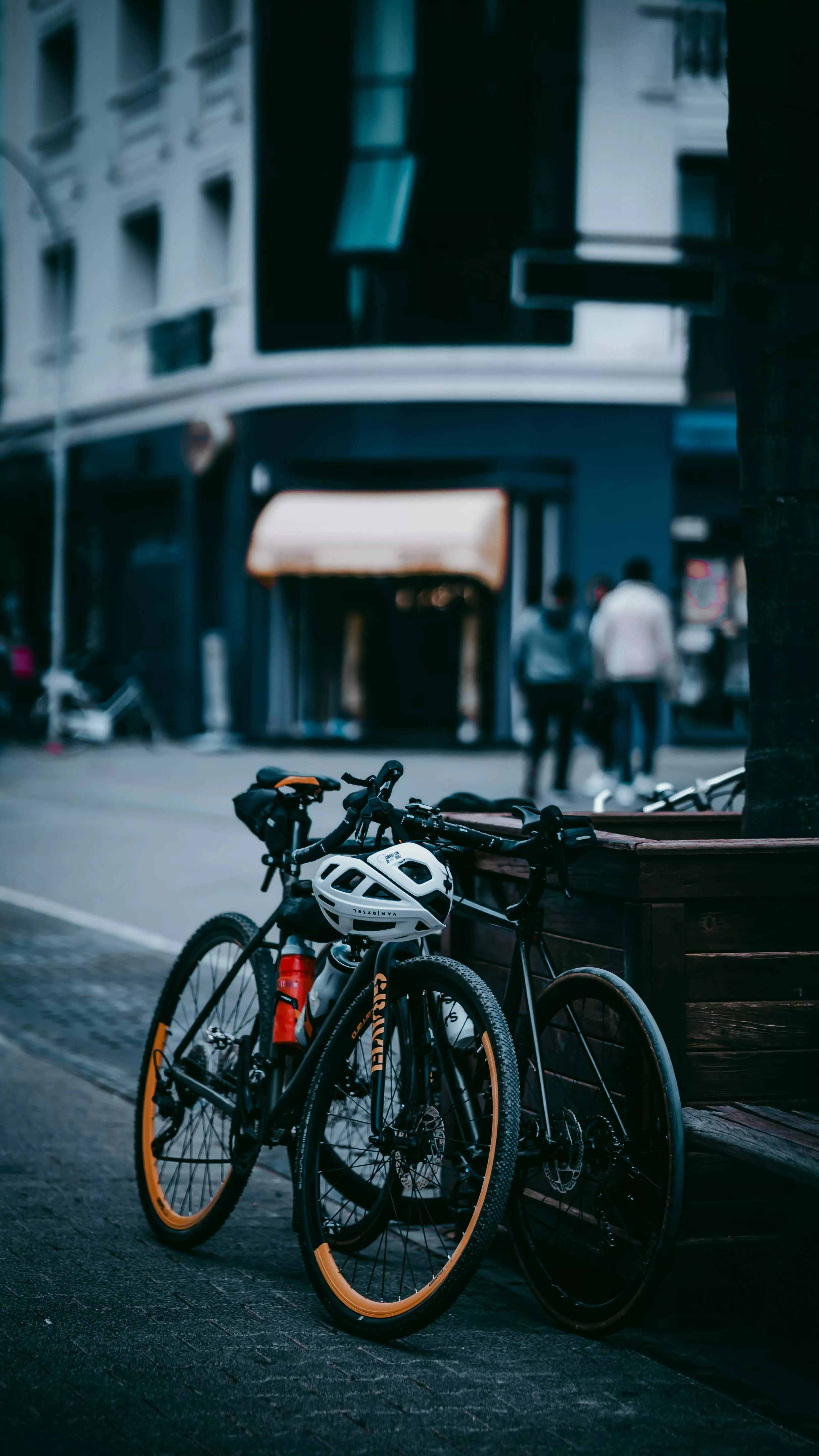 Two Bicycles on the Street in City