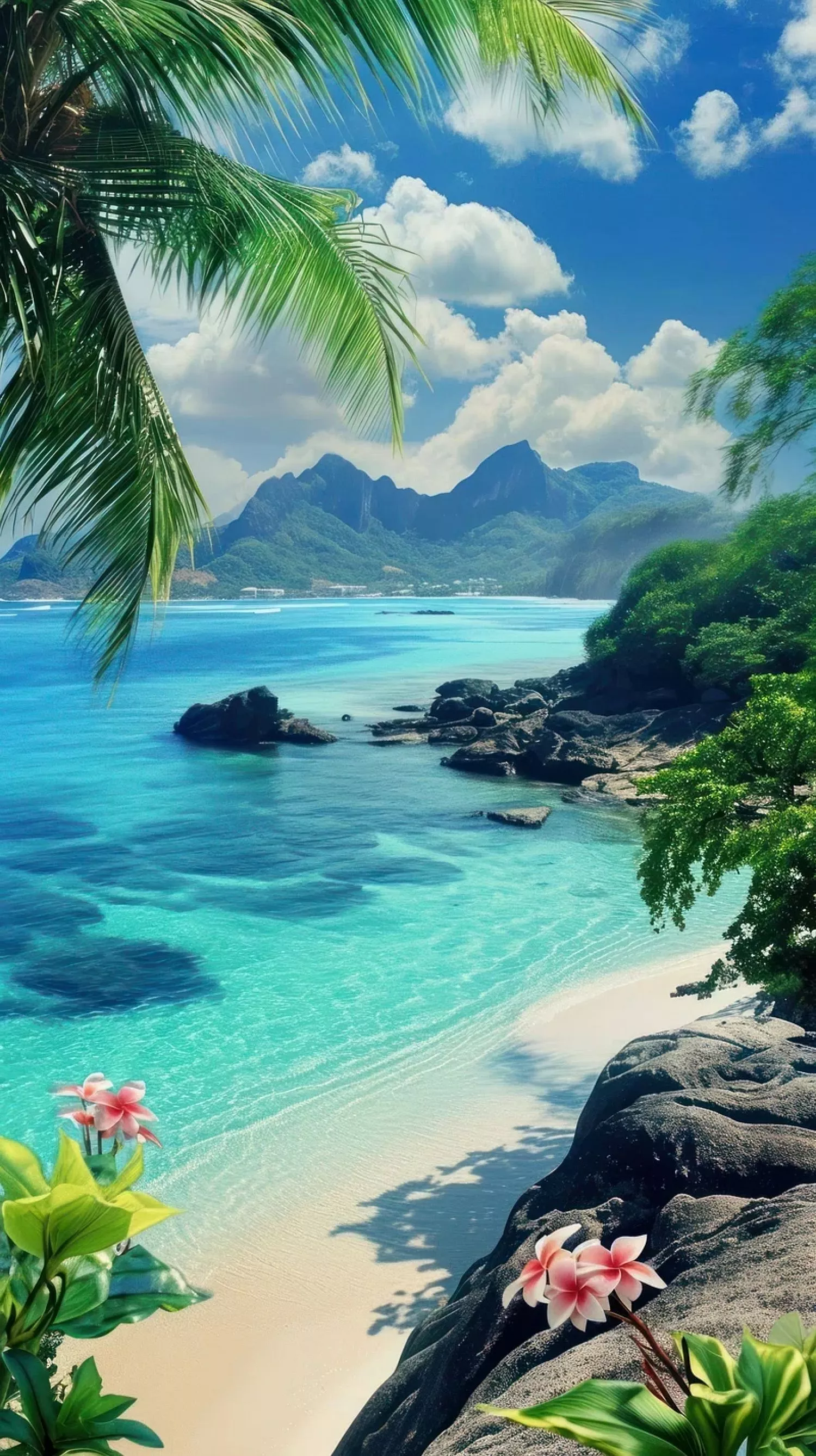 Tropical Landscape With Palm Trees