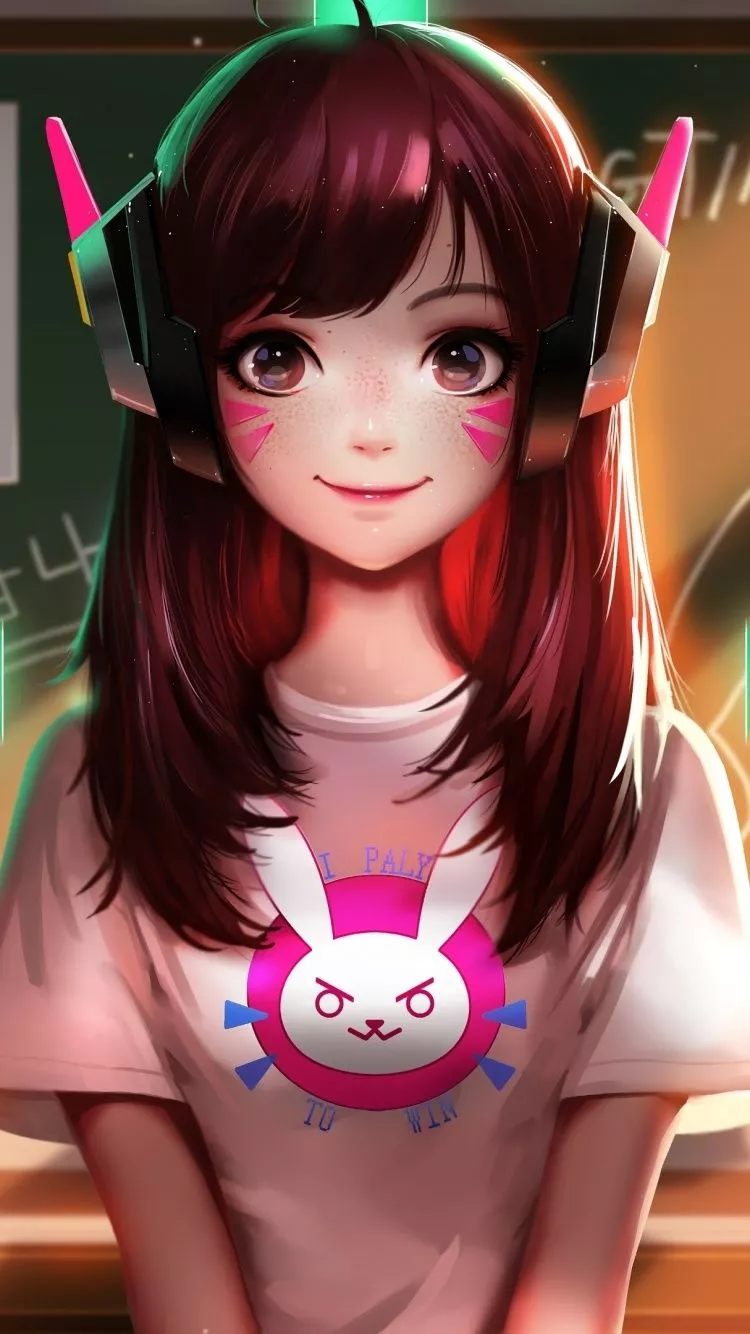 DVa Wallpaper 4K, Cute art, School girl