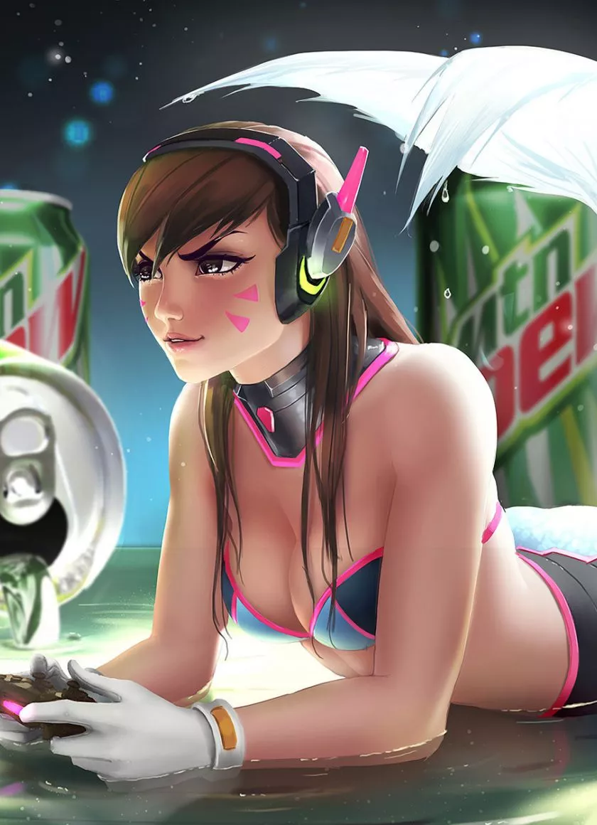 d.va, mermaid, overwatch, art