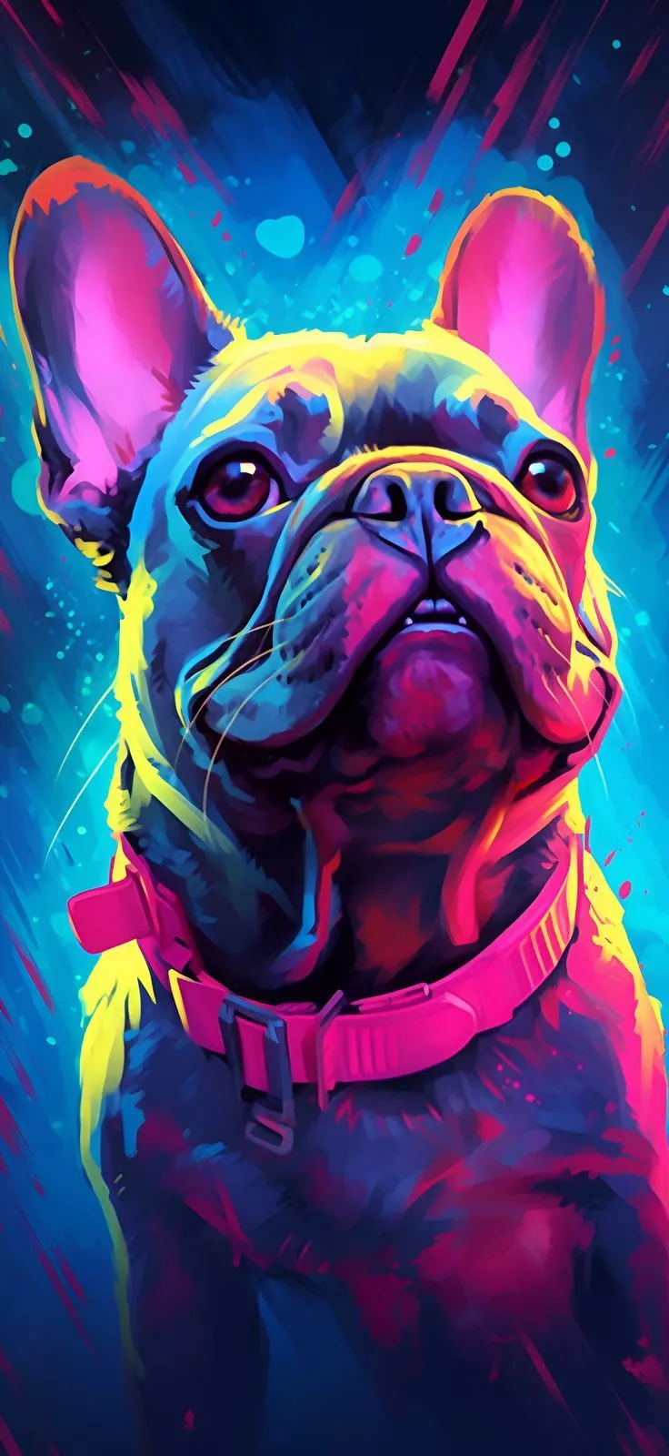 French Bulldog Painted in Neon Pink