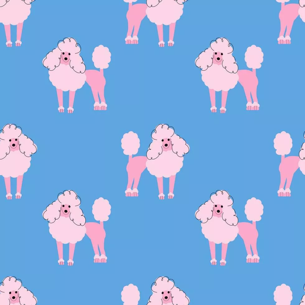 blue background. Seamless dog pattern