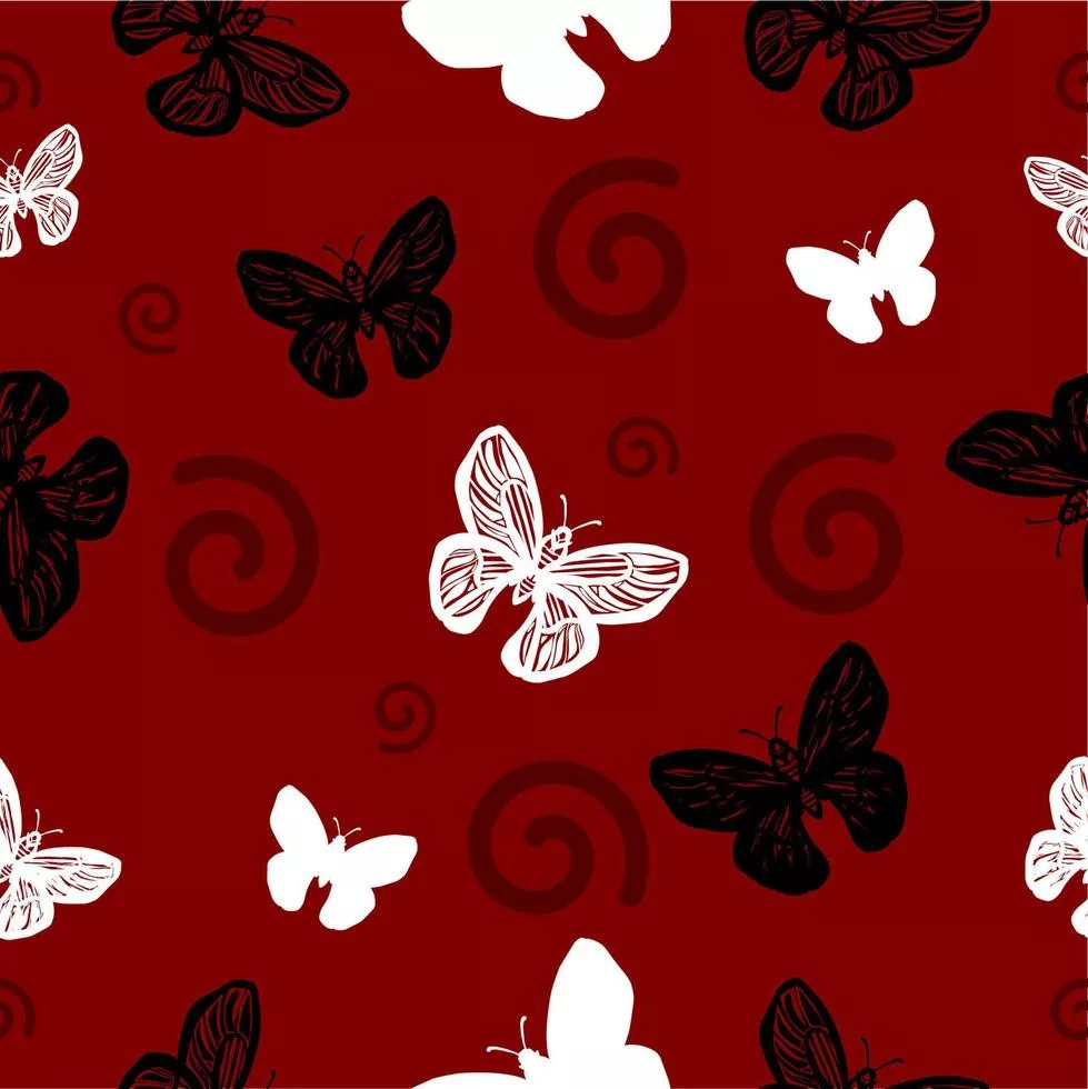 Butterfly seamless pattern red, white