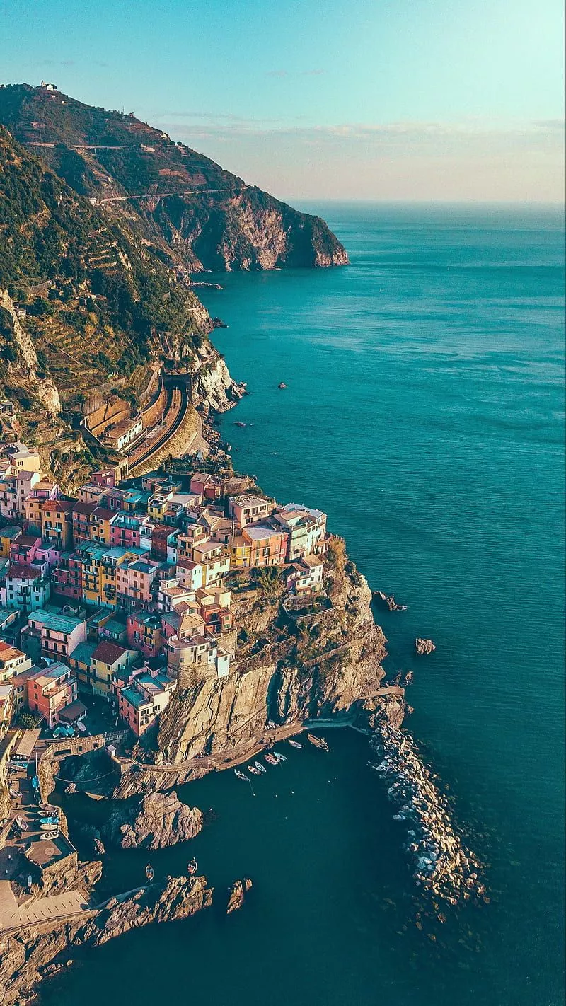 Italy Sea Shore, manarola, mountains, rocks, city, nature, HD phone wallpaper