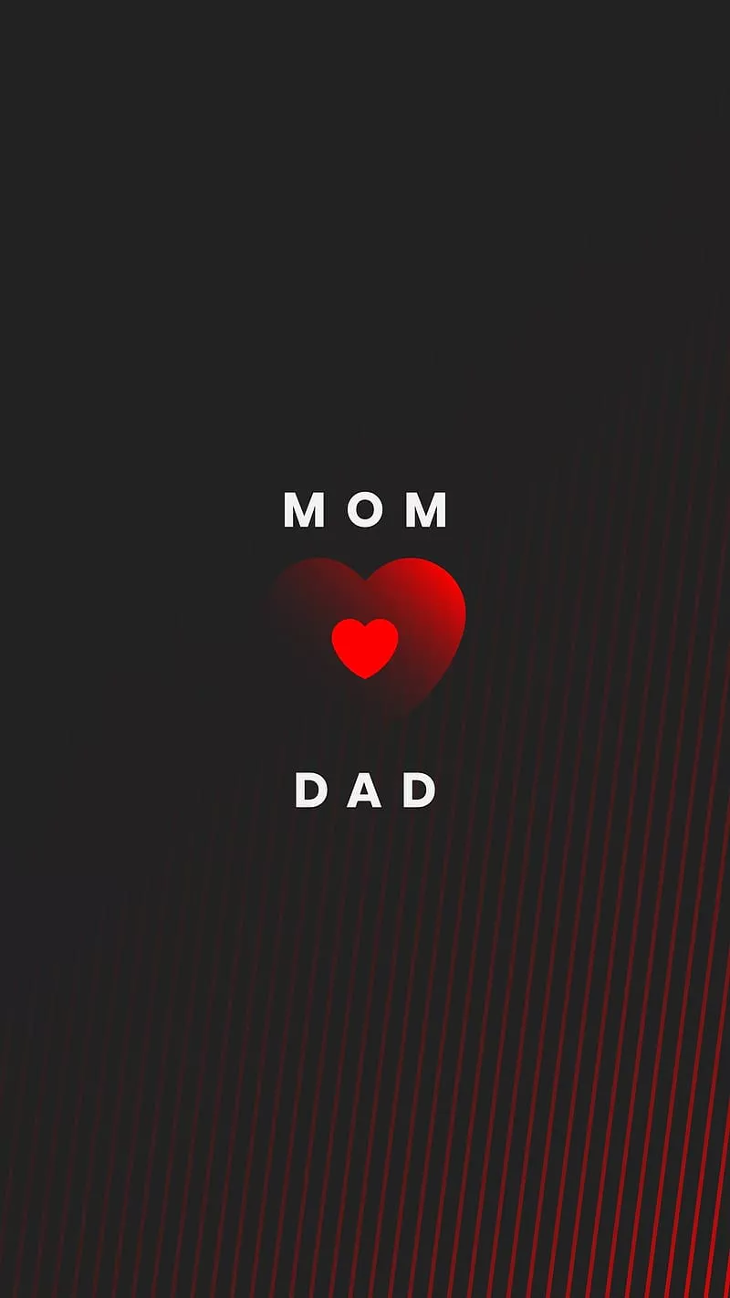 Mom Dad Love, Dark Background, red