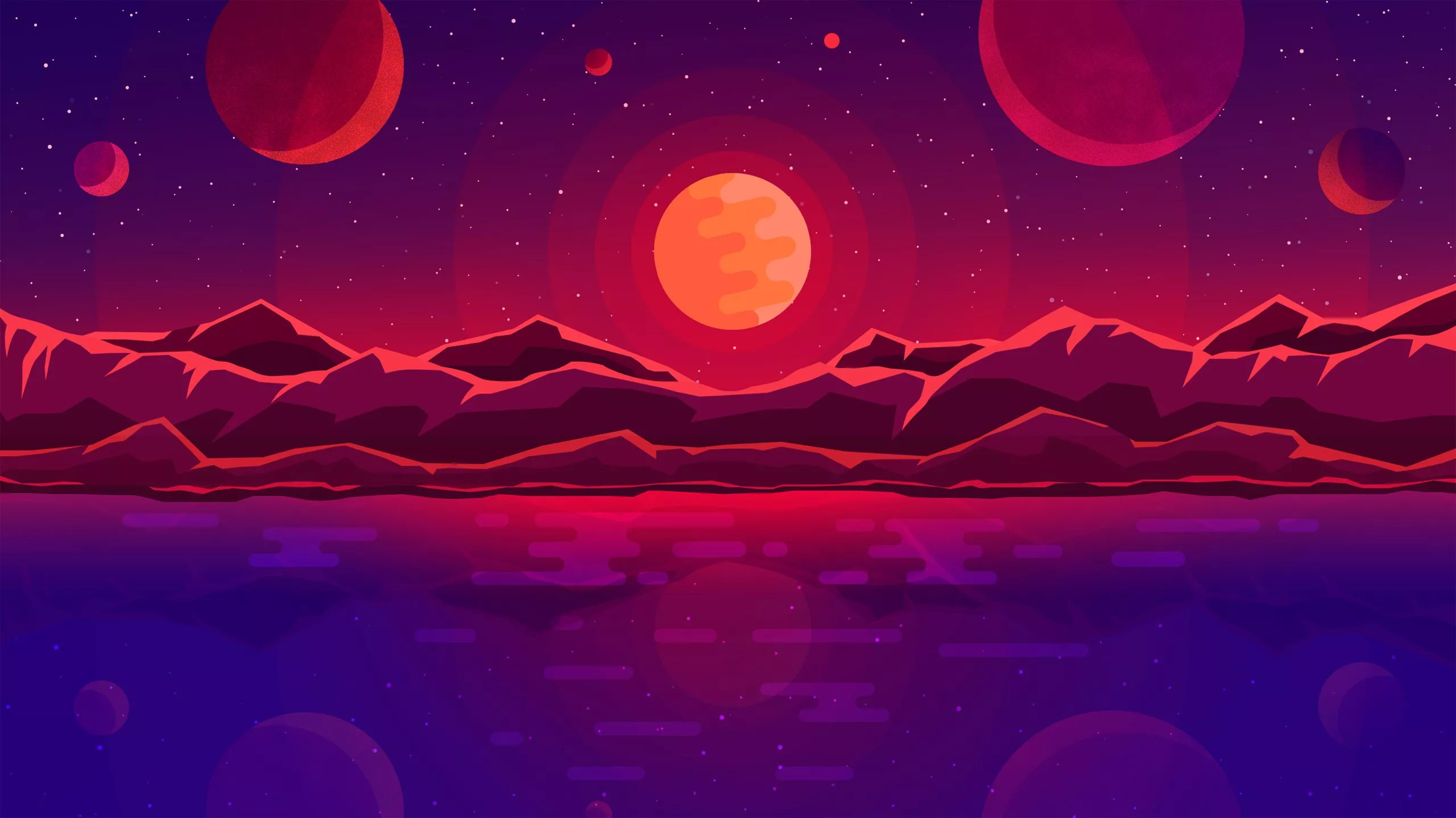 Lake Minimalist Mountain Sun HD