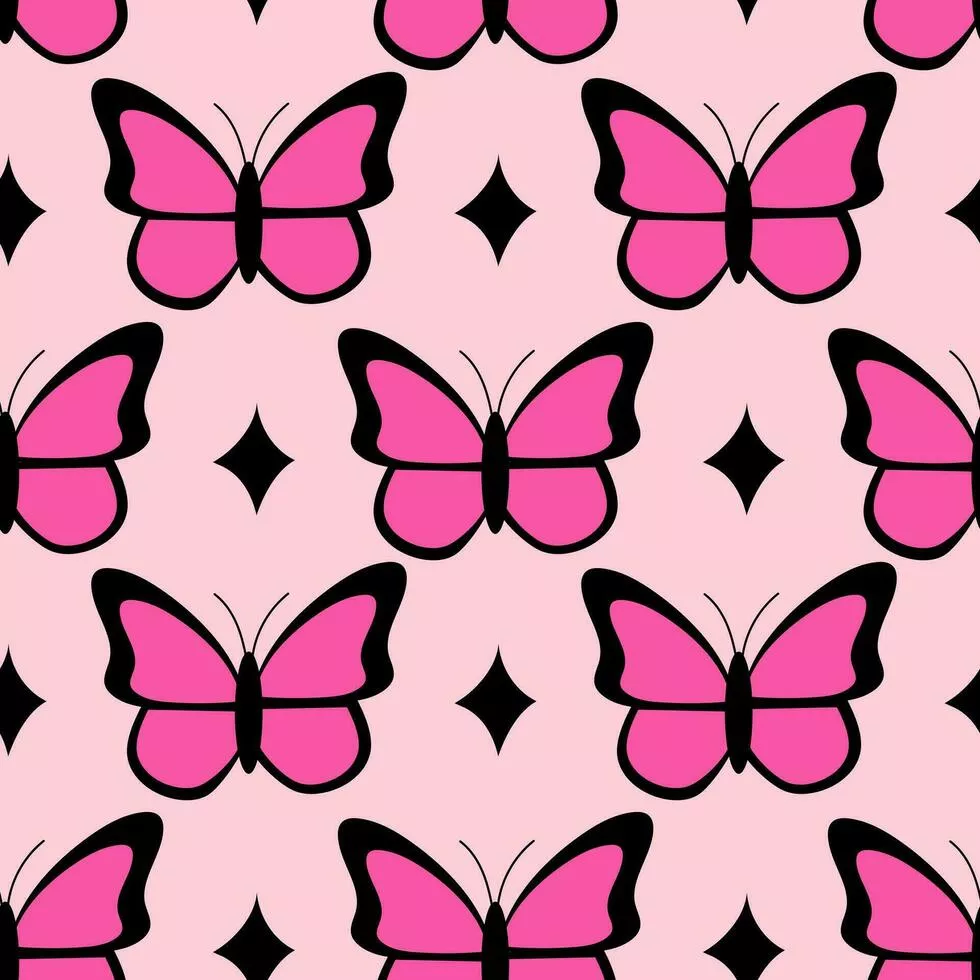 Y2k Pink Glamour Butterflies Background