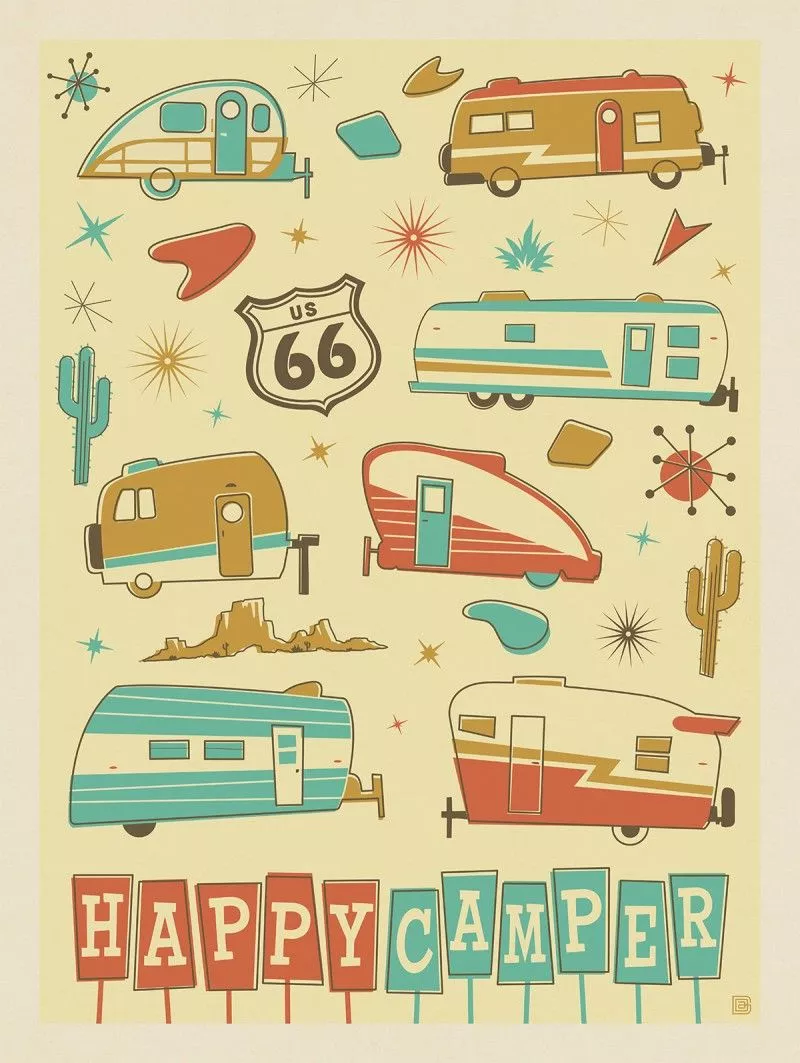 Happy Camper Pattern Print