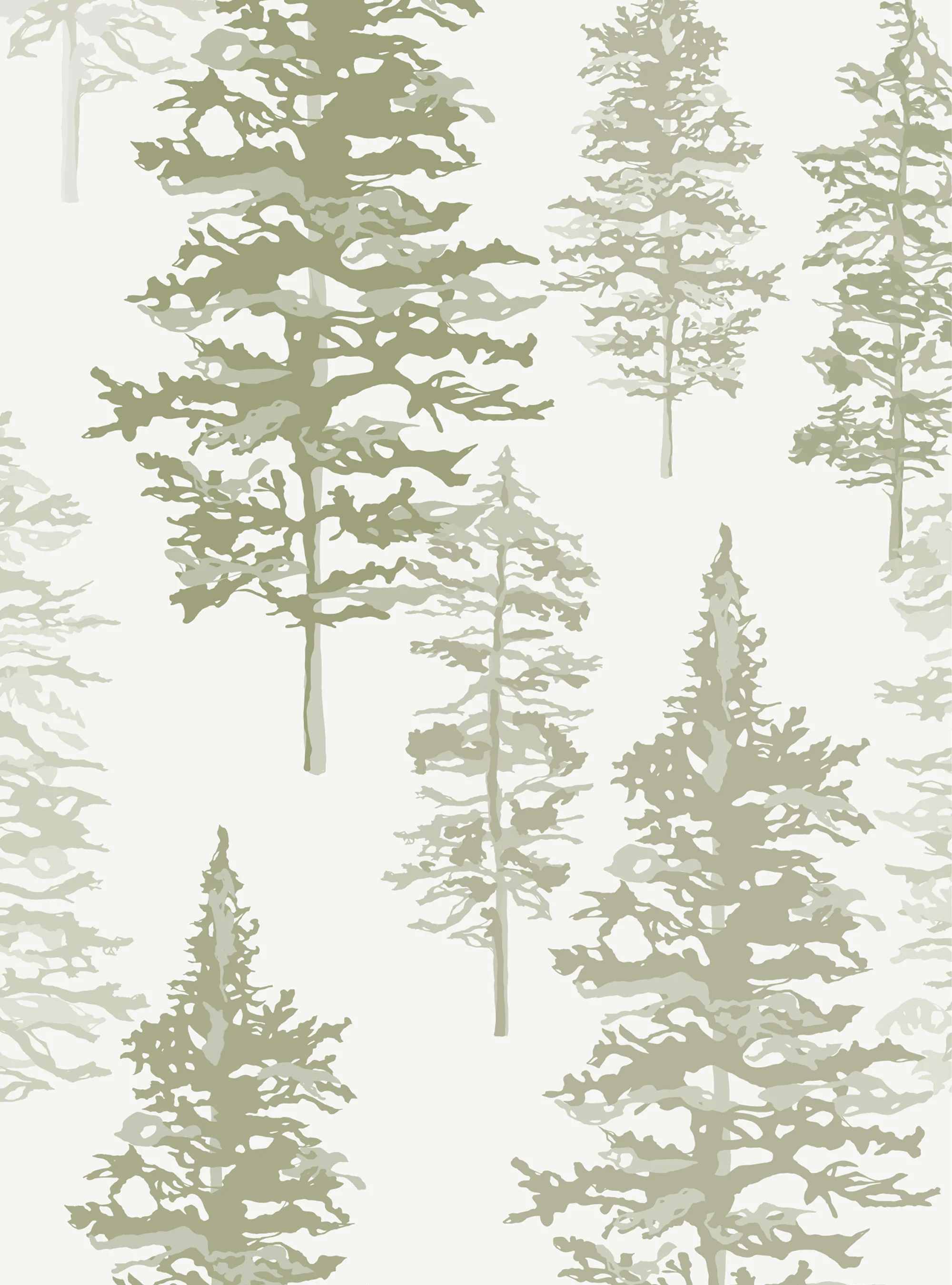 Illustrated Evergreen Forest Wallpaper