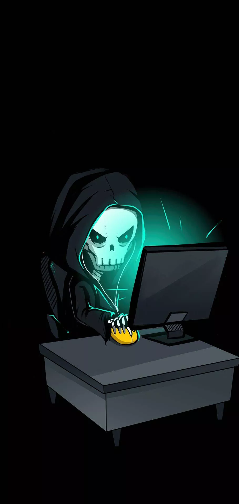 Graphic Skull With Computer Hacking
