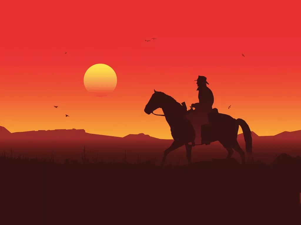 Wallpaper silhouette, red dead