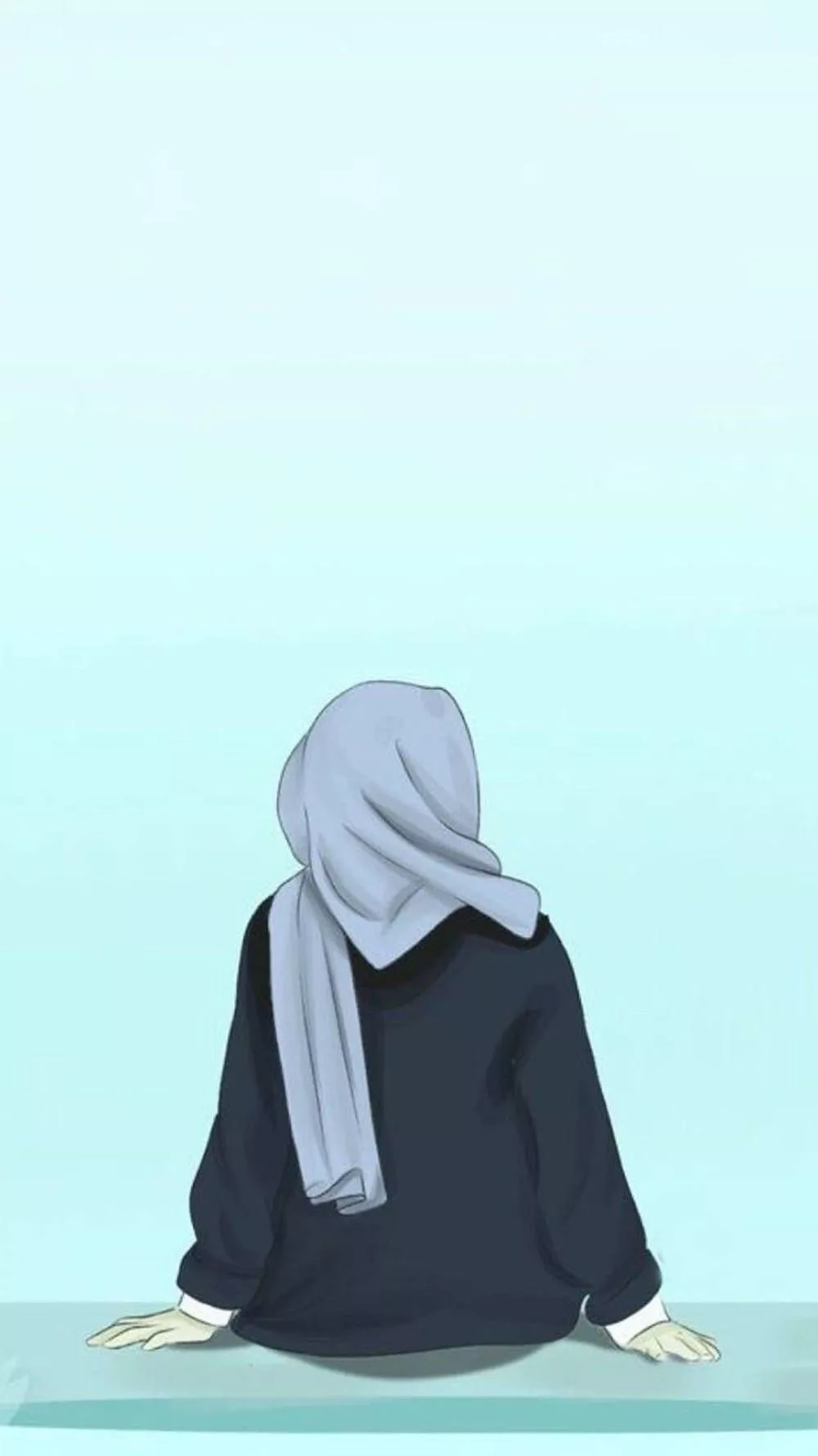 Hijab Girl Blue Digital Illustration
