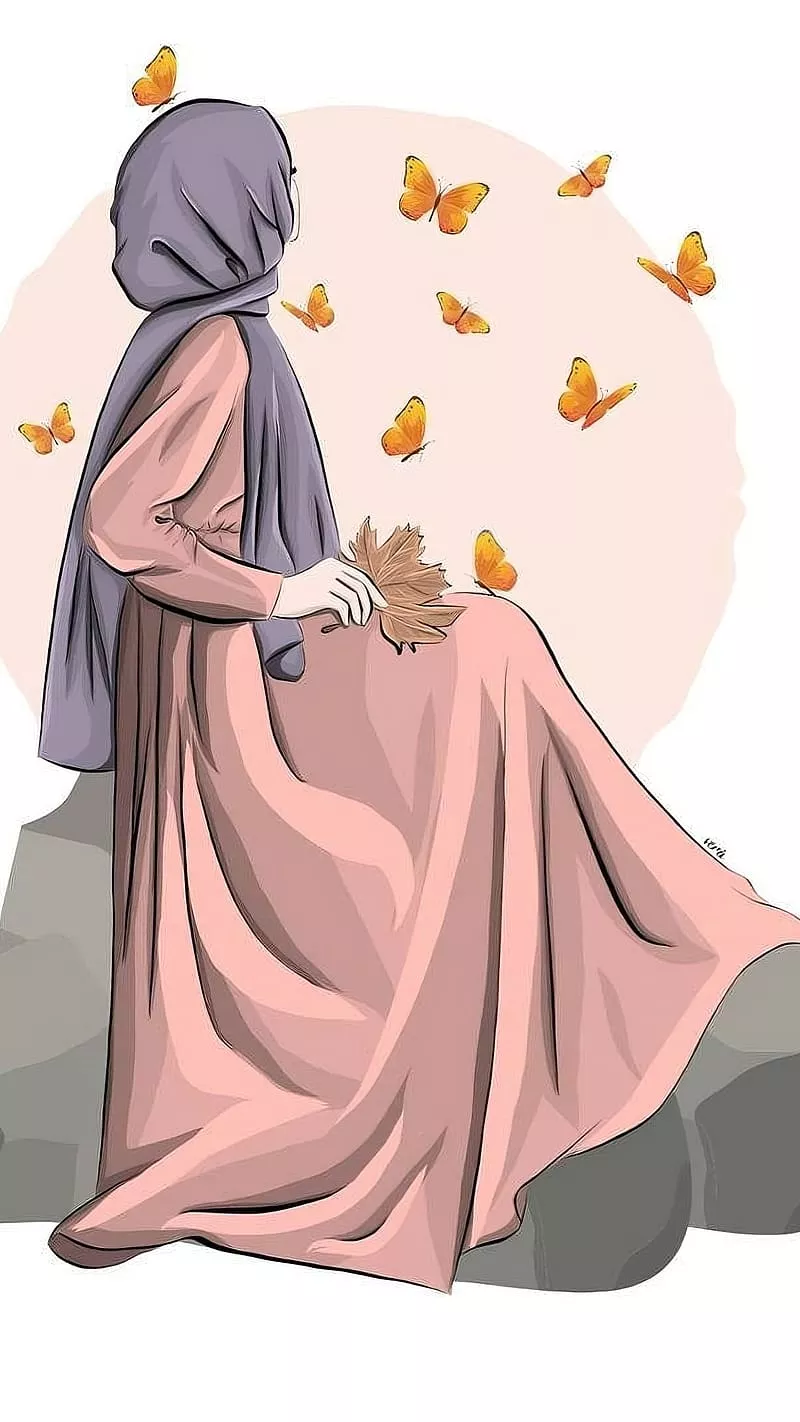 Hijab girl cartoon 2025 wallpaper