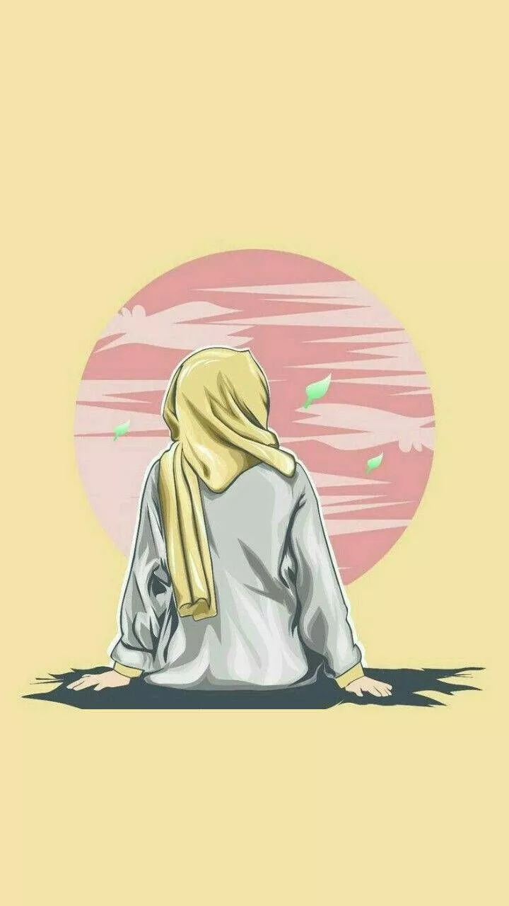Download Yellow Hijab Cartoon Wallpaper
