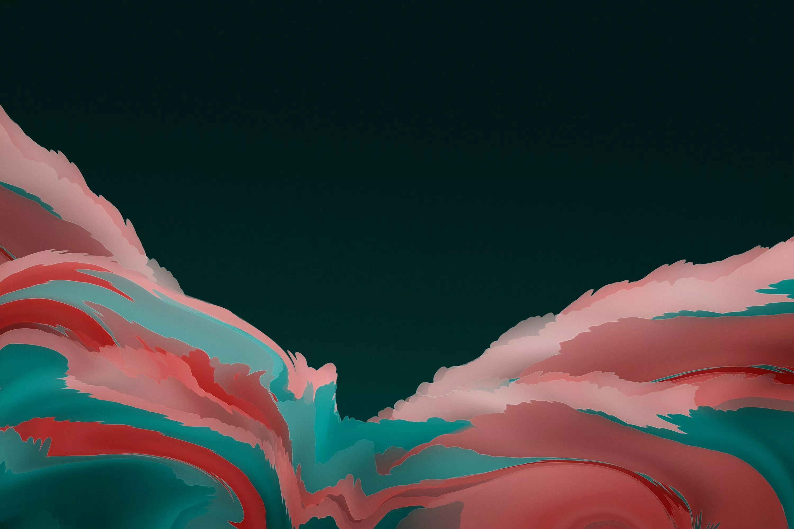 A red, white and blue abstract painting