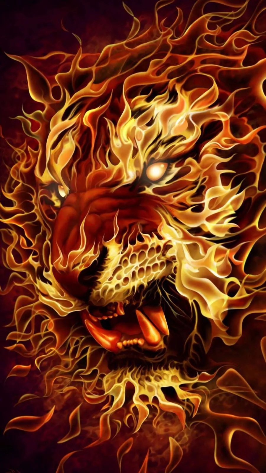 iPhone Tiger Angry Fire Wallpaper