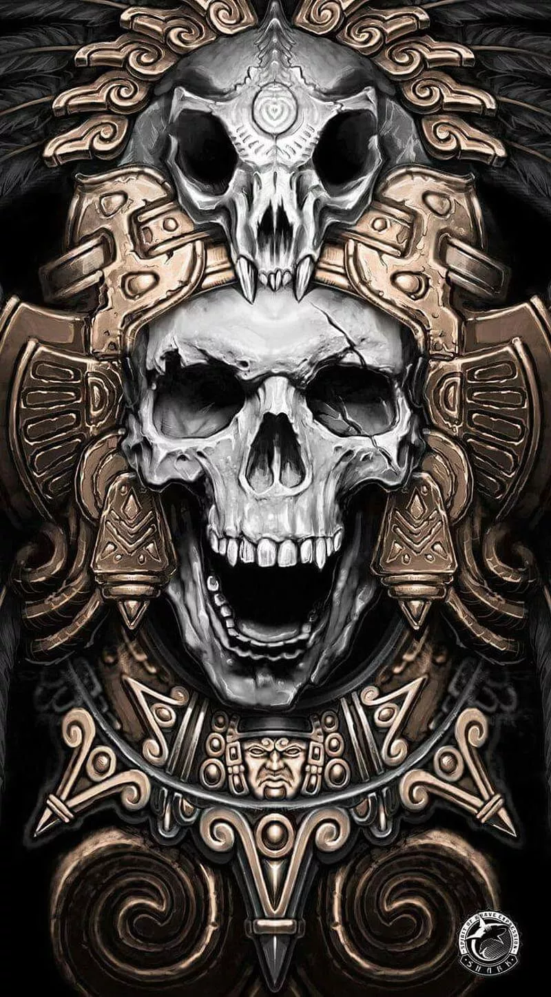 skull, aztec, HD phone wallpaper