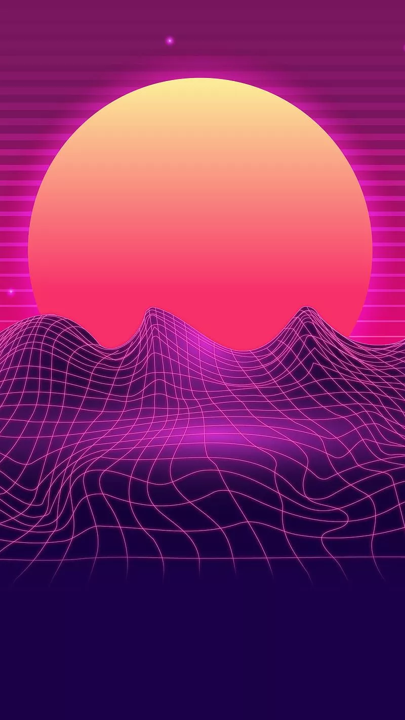 Retro Sun, 80s, Kiss, dark, lines, neon