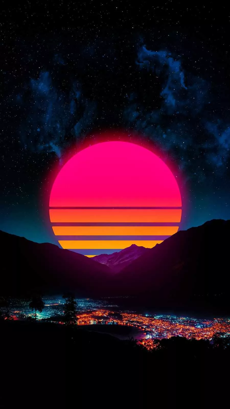Retrowave Mon 4K iPhone Wallpaper
