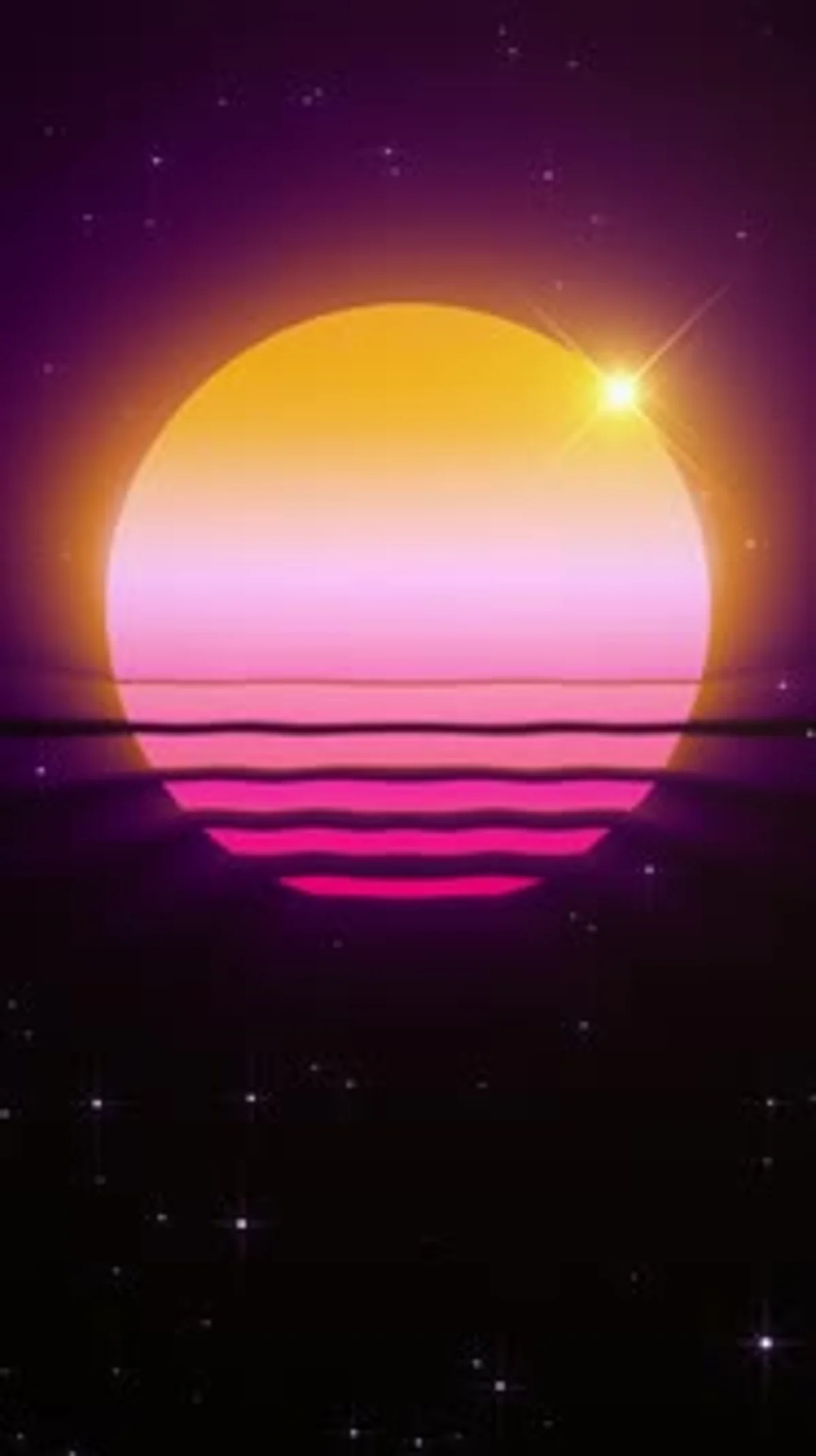 Retro Sun Synthwave Vaporwave Vertical