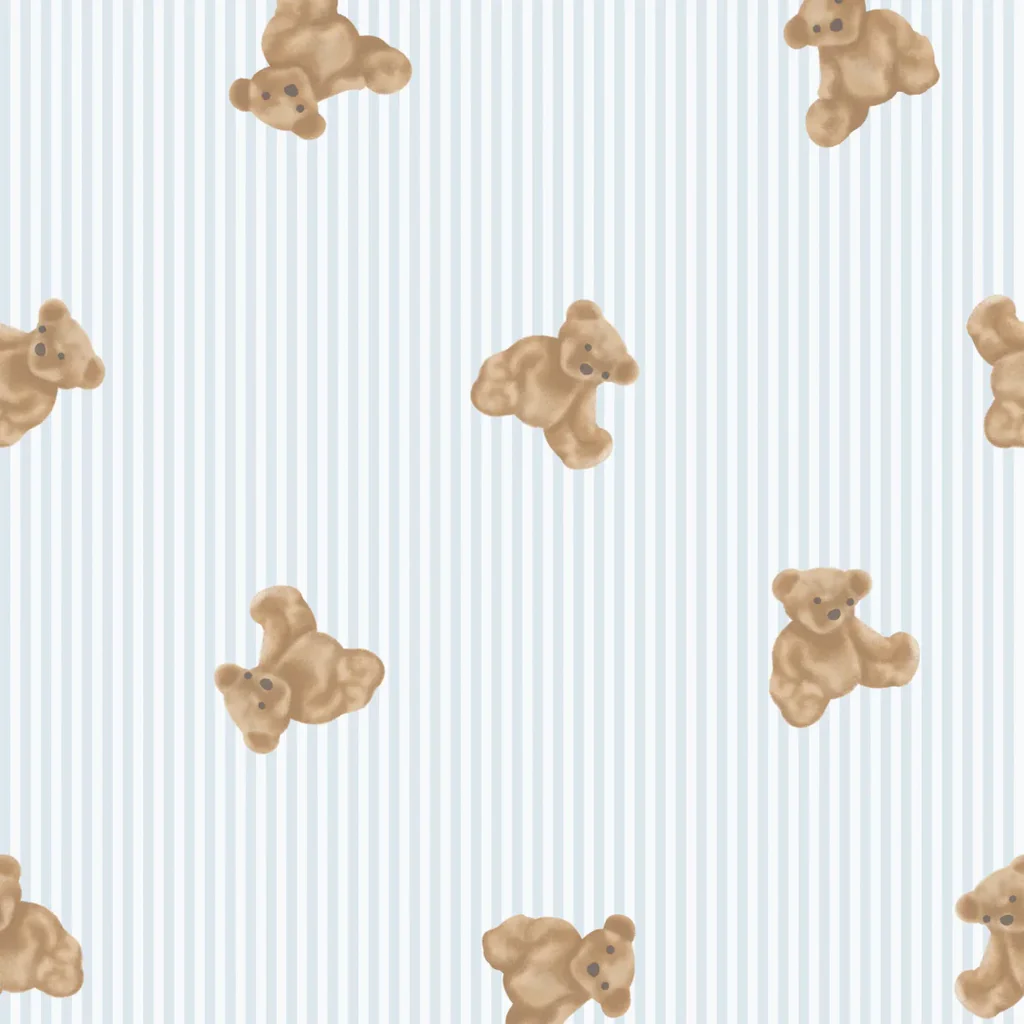 The Bear Wallpaper in Soft Blue