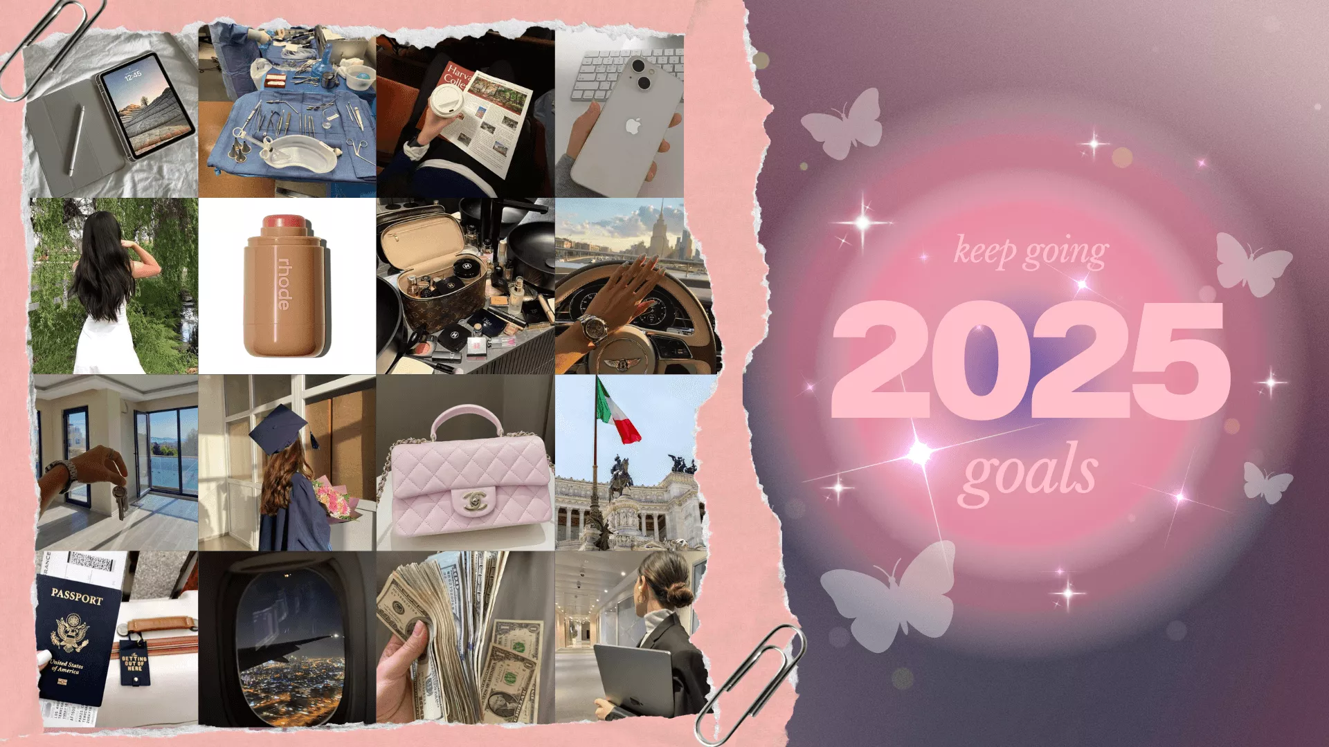 Pink Vision Board And Goals
