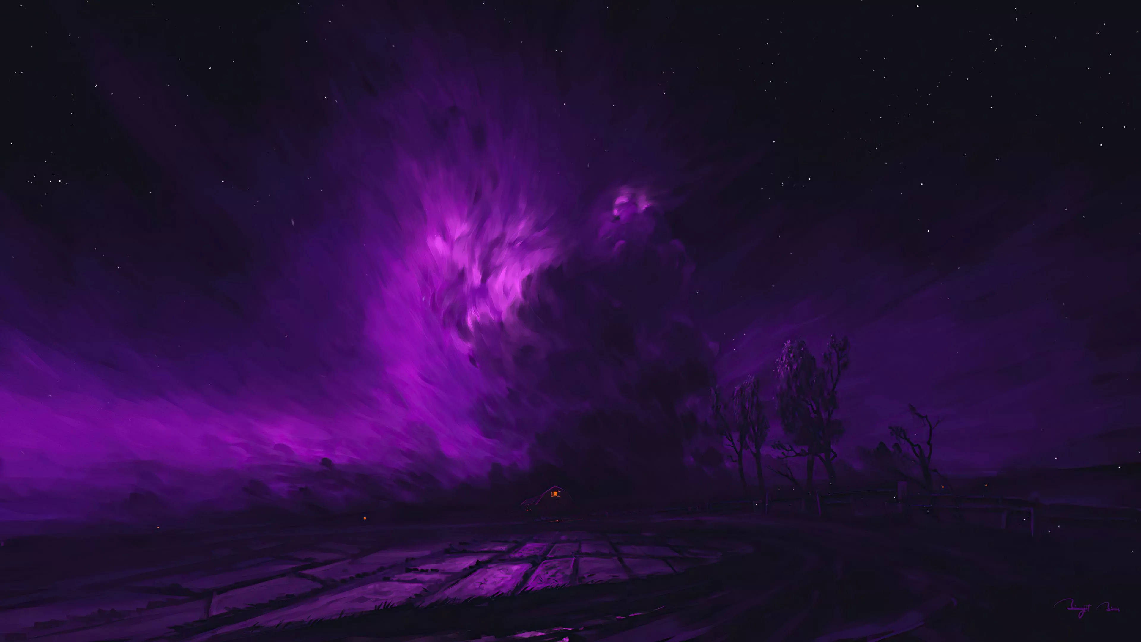 Glowing Purple Cloud 4k