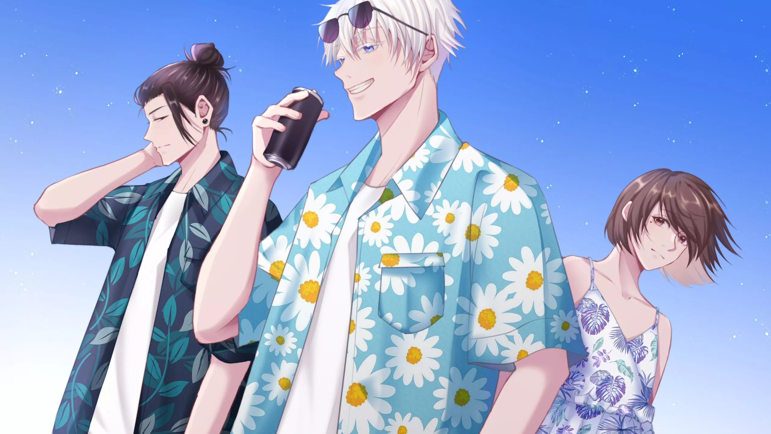 Satoru Gojo Shoko Ieiri Suguru Geto Blue Sky Background HD Jujutsu Kaisen Wallpaper