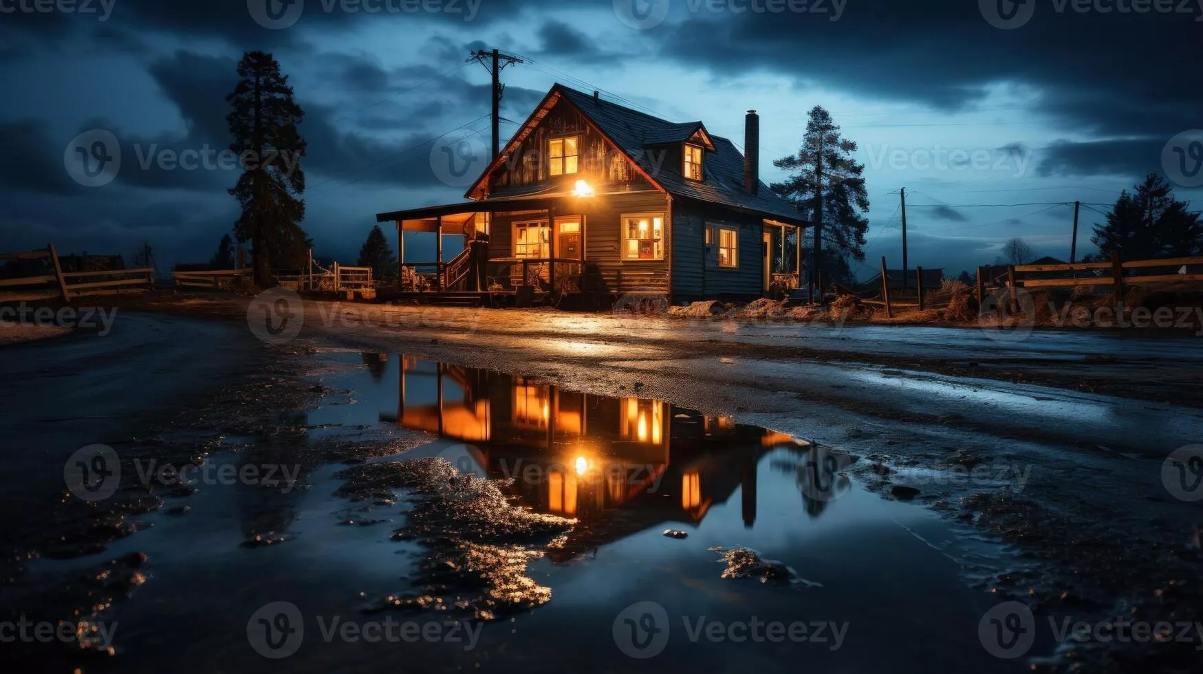 Old House Night Image
