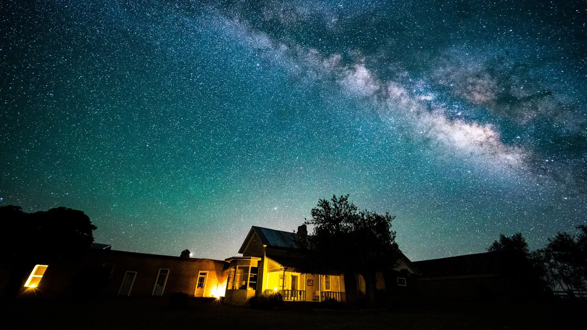 Beautiful House Under Starry Sky During