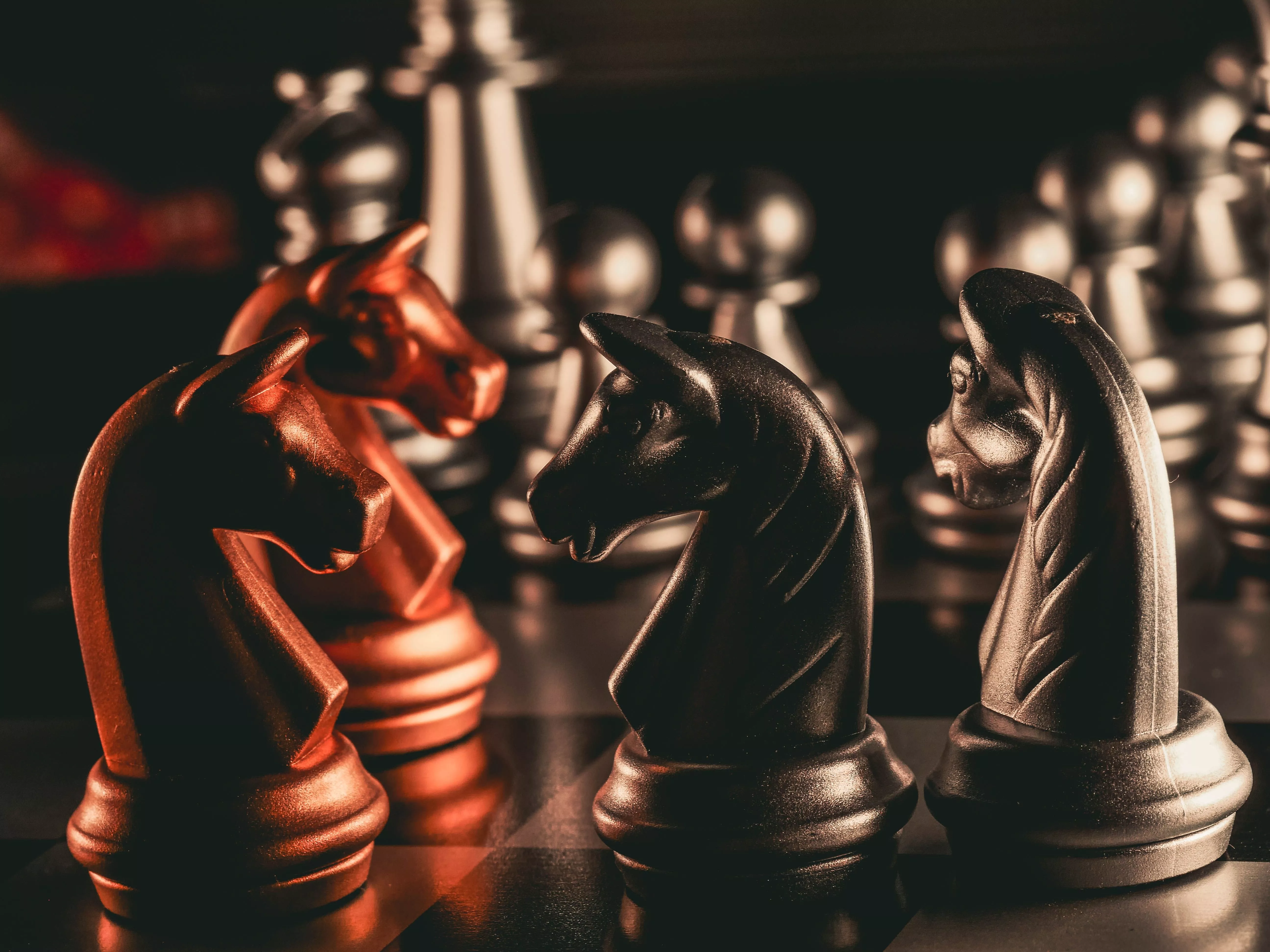 Wallpaper macro, horses, chess, chess