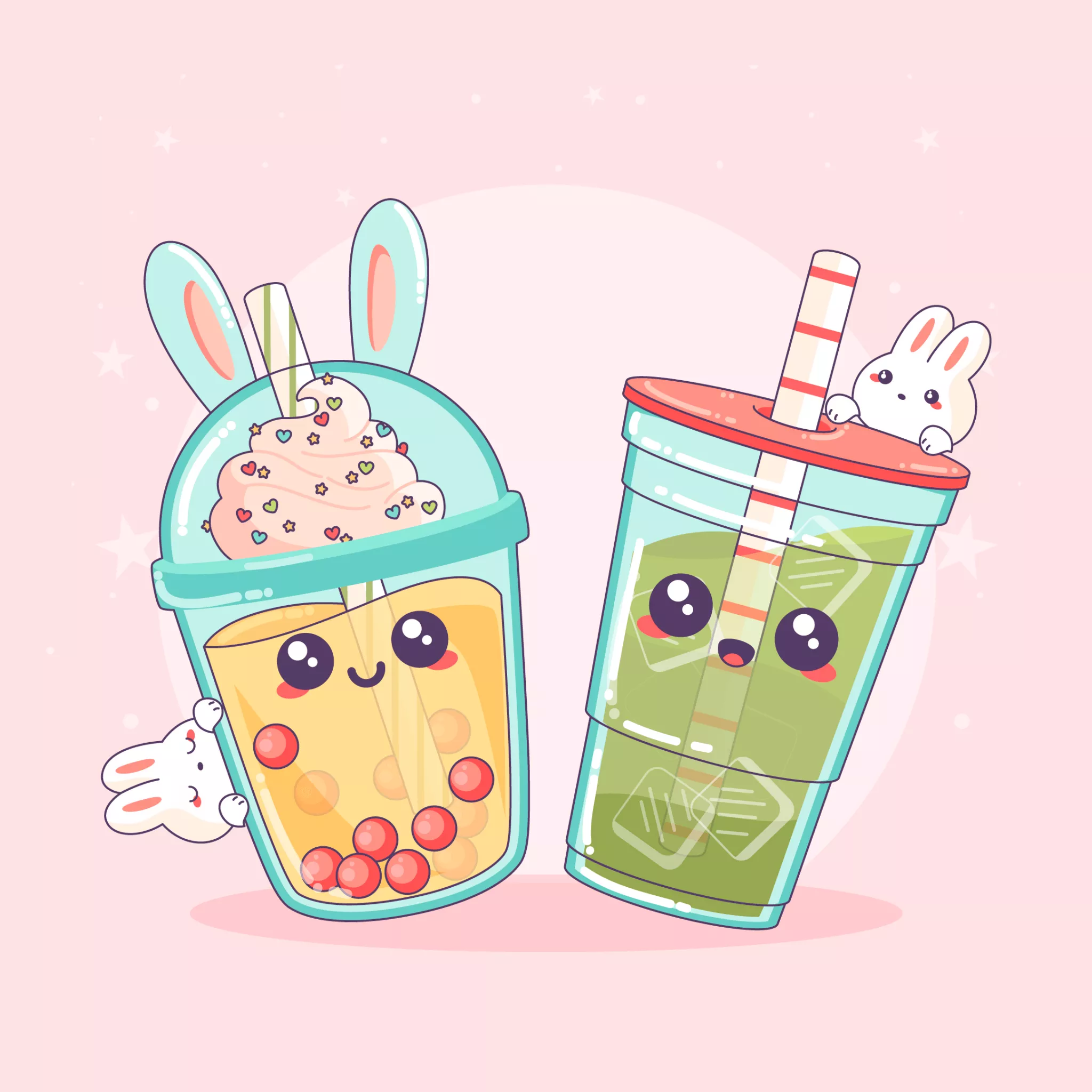 Kawaii bubble tea Wallpaper 4K, Kawaii