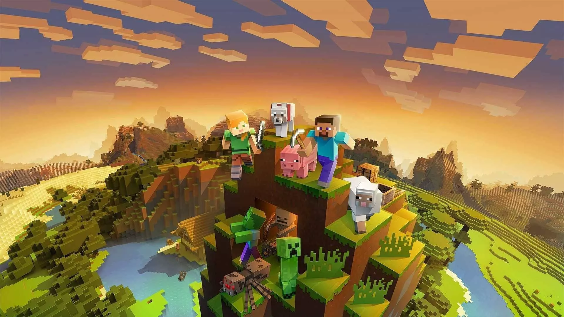 Characters On Mountain Minecraft HD