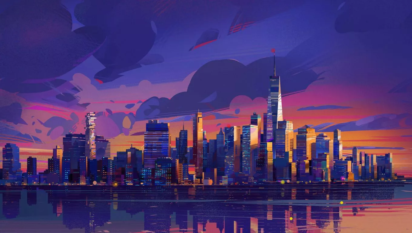 Artistic Cityscape Cool Illustration