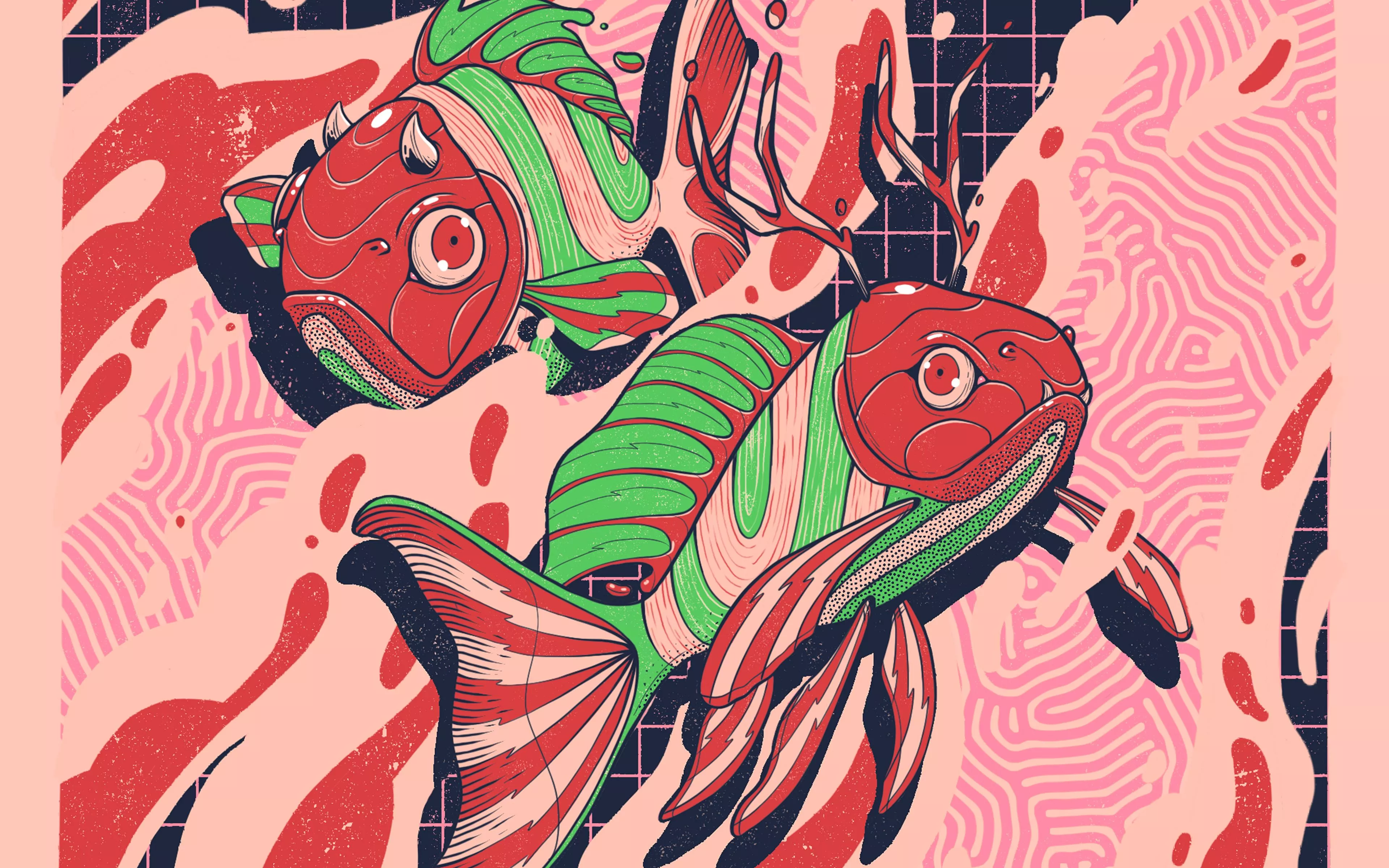 Art Fish Drawing Paint Red