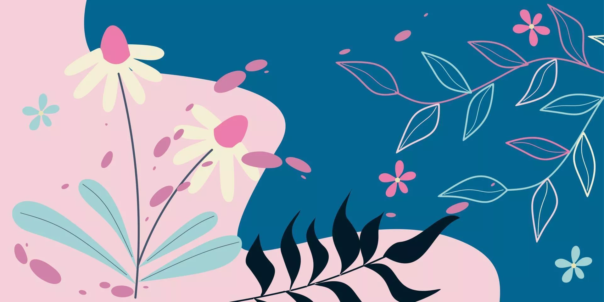 hand drawn plant mural background