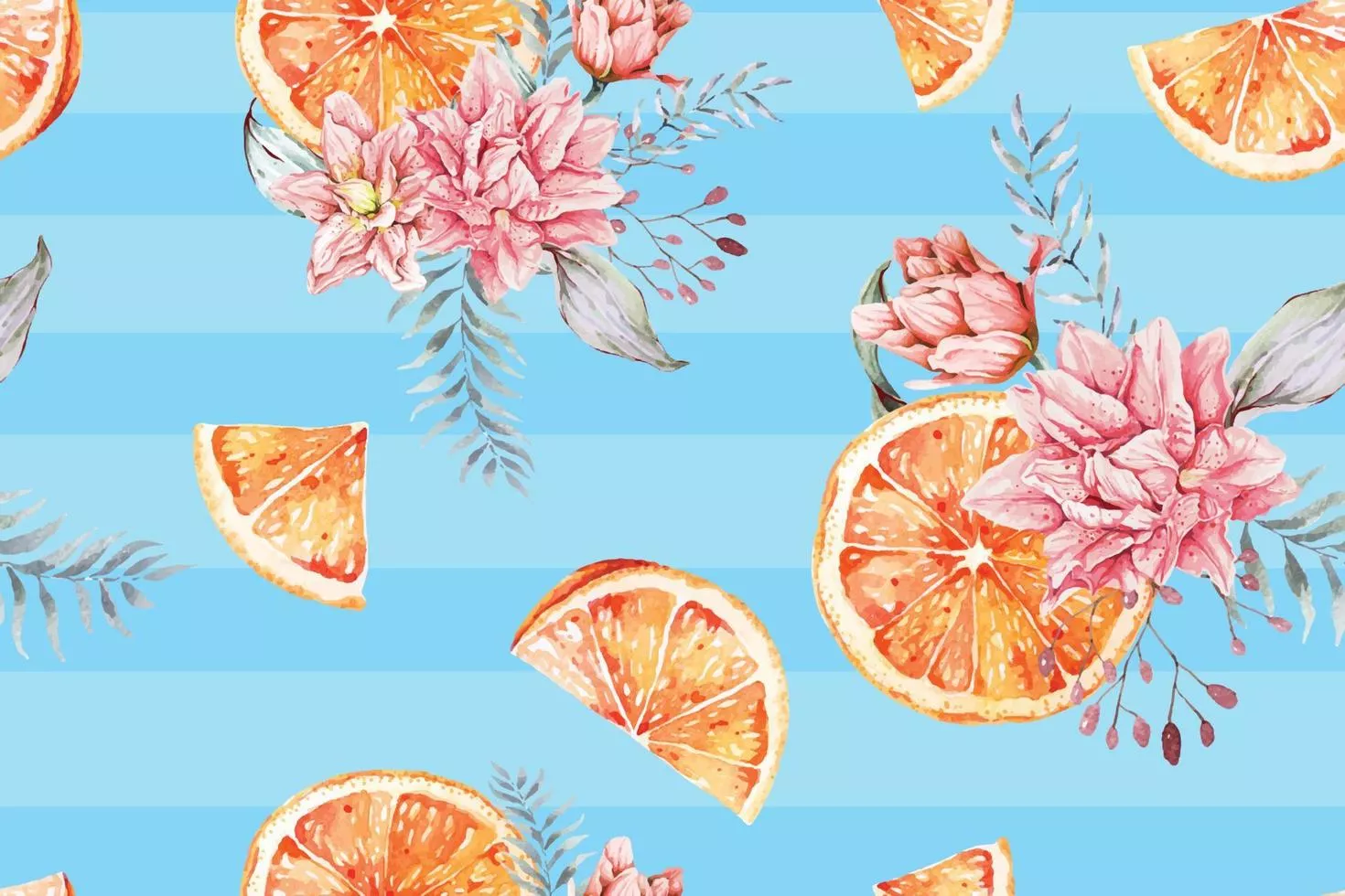 Seamless pattern of tangerines