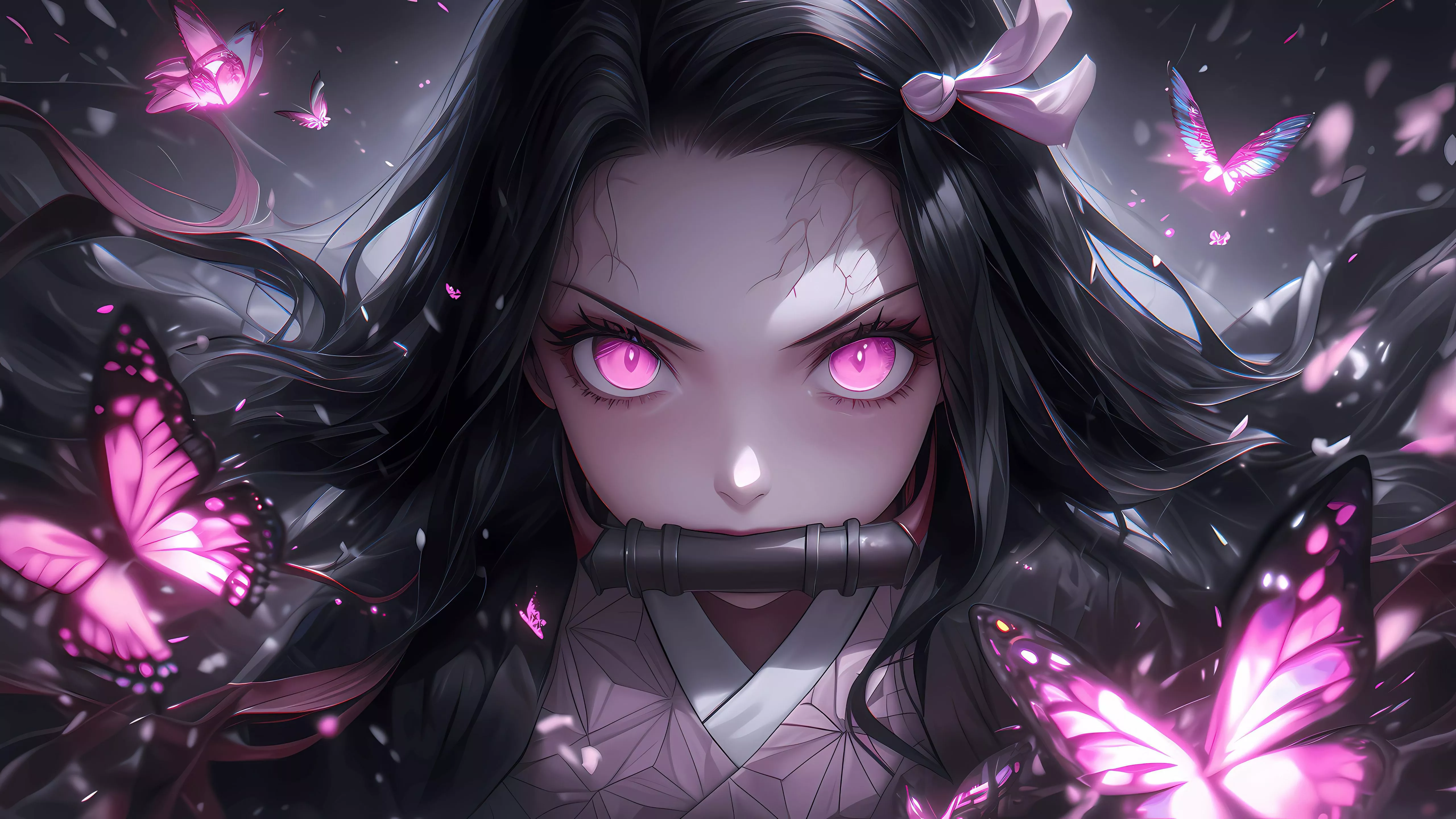 Pink aesthetic Wallpaper 4K, Nezuko Kamado